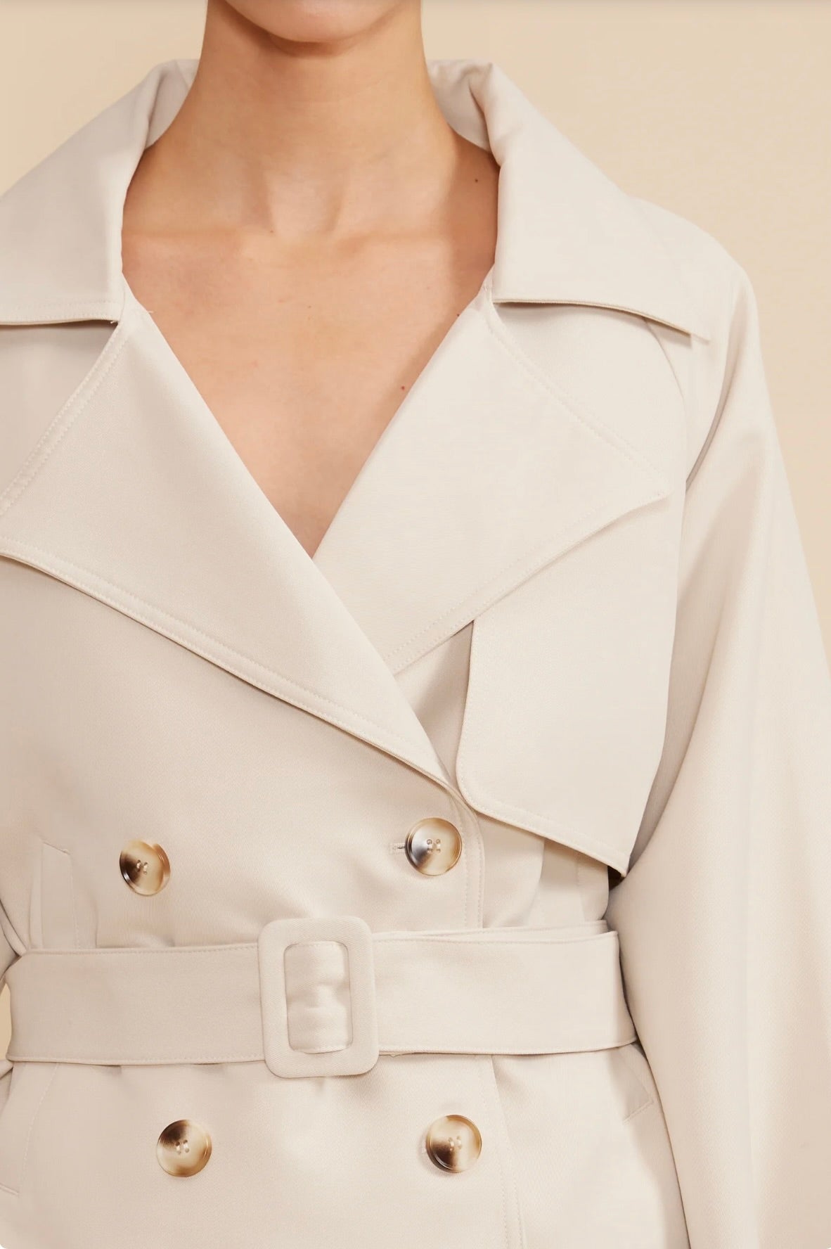 Stylish Estelle Cropped Trench Coat in Beige | Women's Fashion Outerwear for Spring & Fall | Perfect for Work, Date Night & Casual Outings