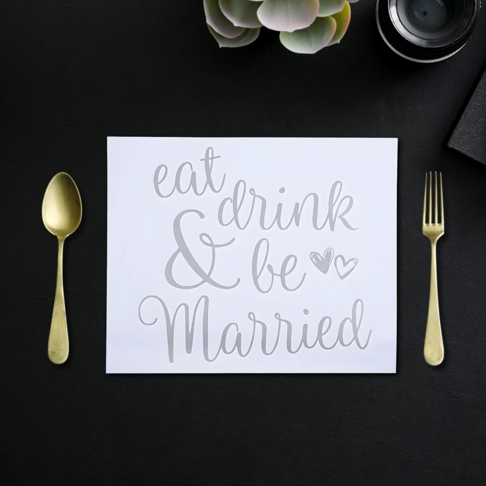EAT Drink & BE Married Paper Placemats - 25 Pack Wedding Party Supplies for Reception, Bridal Shower & Anniversary Celebrations