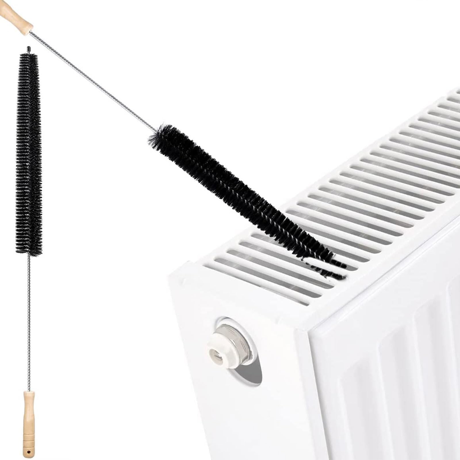 Best Radiator Cleaner Brush - Long Flexible Duster with Wood Handle for Efficient Radiator Cleaning (73CM) - Perfect for Home, Office & HVAC Maintenance