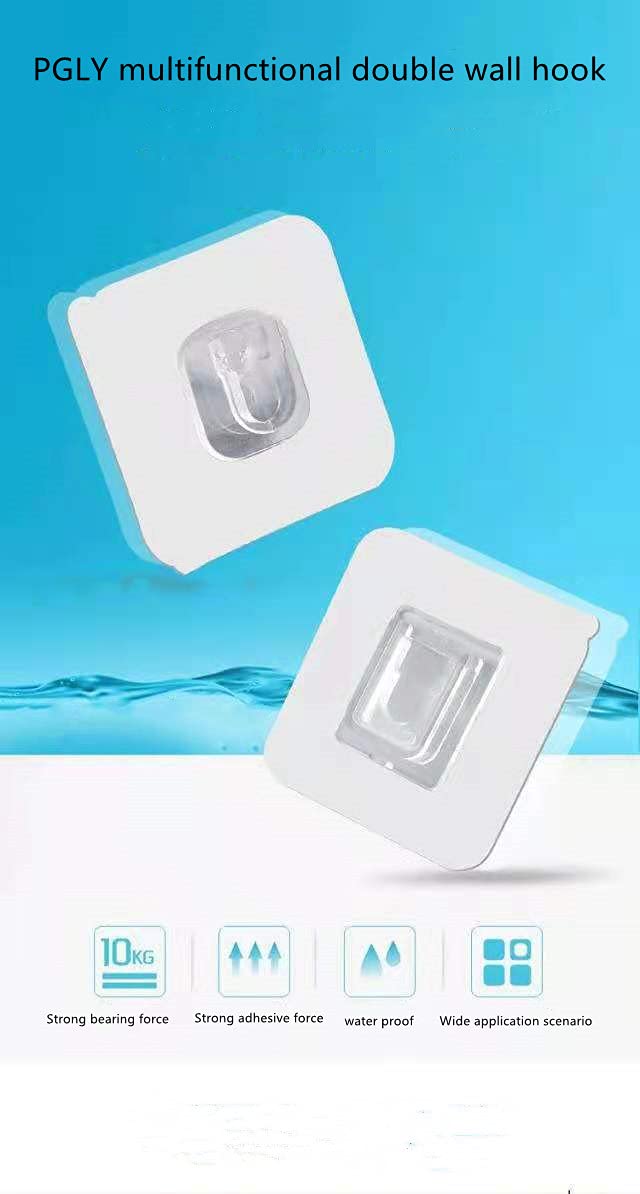 Strong Adhesive Clear Double Wall Hooks - Waterproof, No Trace, No Drill, Multi-Purpose for Kitchen, Bathroom & Home Organization