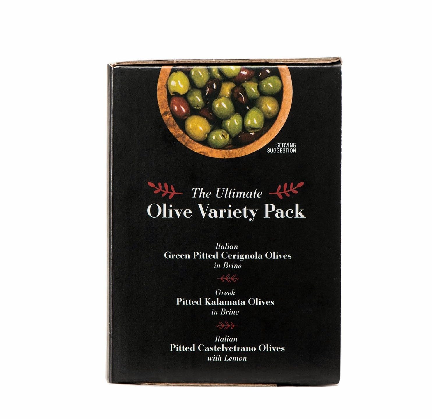 Terra Verde Premium Olive Variety Pack - 3 Types: Italian Pitted Cerignola, Greek Pitted Kalamata & Italian Castelvetrano Olives - 58.2 Oz (3Lb 10.2oz, 1.65 kg) - Perfect for Charcuterie Boards, Antipasto Platters & Gourmet Cooking