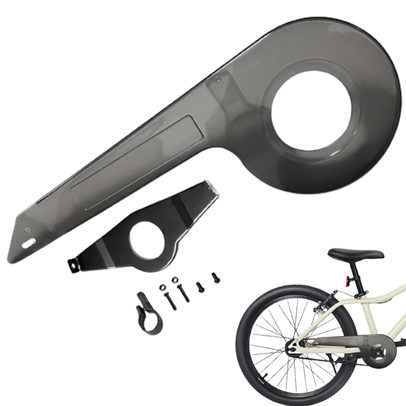 Universal Bike Chain Guard for 32-36 Teeth - Durable Kids Bicycle Chain Cover, Transparent Black - Perfect for BMX, Mountain & Kids Bikes Accessories