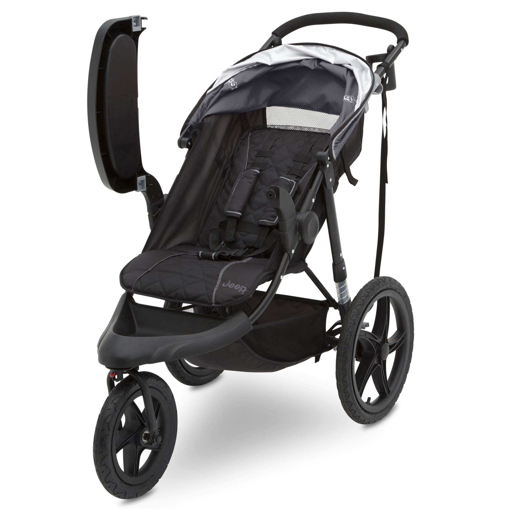 Delta Children Jeep Classic Jogging Stroller - Lightweight All-Terrain Baby Stroller with Adjustable Canopy, Grey | Perfect for Running, Walking & Outdoor Adventures with Your Baby