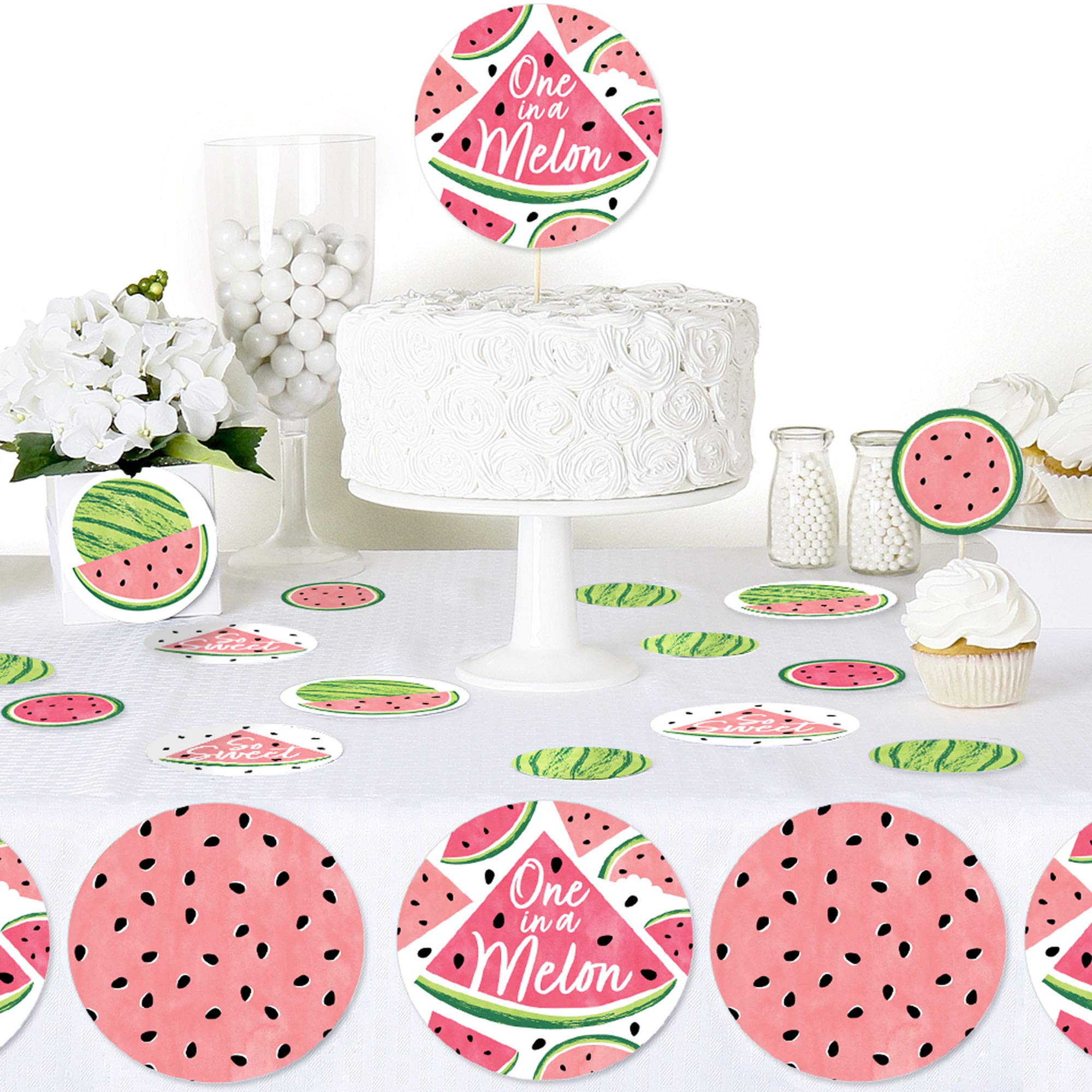 Sweet Watermelon Giant Circle Confetti - 27-Pack Large Fruit Party Decorations for Birthday, Baby Shower & Summer Celebrations