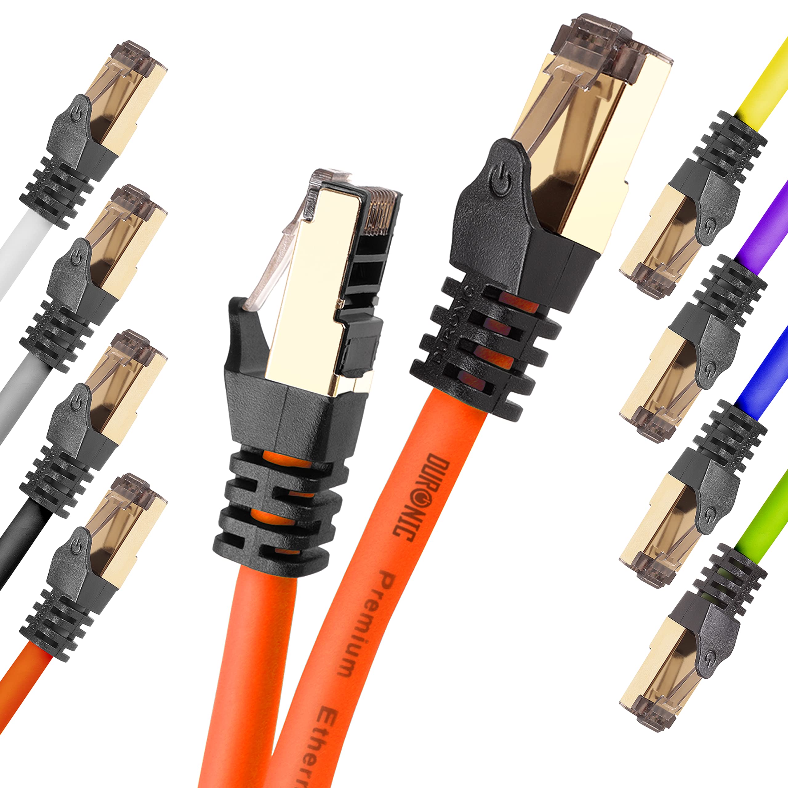 Duronic CAT8 Ethernet Cable 1.5M (5ft) - High Speed 40Gbps, 2000MHz Shielded Network Cable with Snagless RJ45 Connector - Ideal for Gaming, Streaming & Office Networking (Orange)