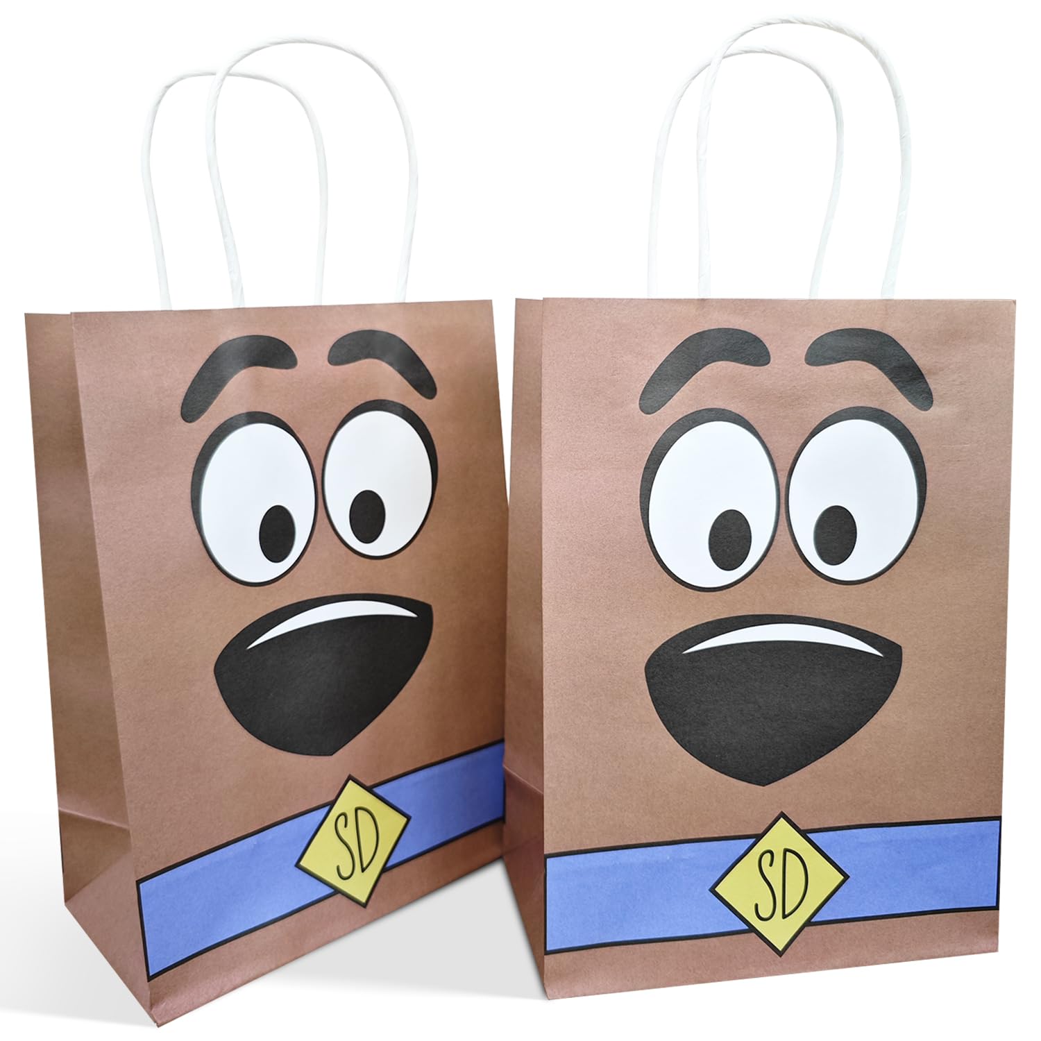 12 Pack Cute Cartoon Themed Dog Party Favor Bags with Handles - Brown Birthday Goodie Bags for Kids, Boys & Girls | Perfect for Dog-Themed Birthday Parties, Puppy Baby Showers & Pet Celebration Events