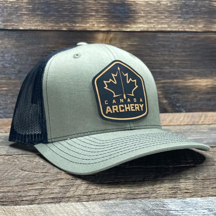 Canada Archery Leather Patch Hat - Loden/Black - Stylish Outdoor Hunting & Casual Wear Cap for Men & Women