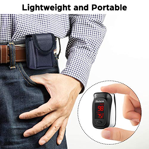 Metene Fingertip Pulse Oximeter - Accurate Blood Oxygen Saturation (SpO2) and Heart Rate Monitor for Adults & Kids - Portable Oxygen Meter for Home Use, Sports, Travel & Health Monitoring
