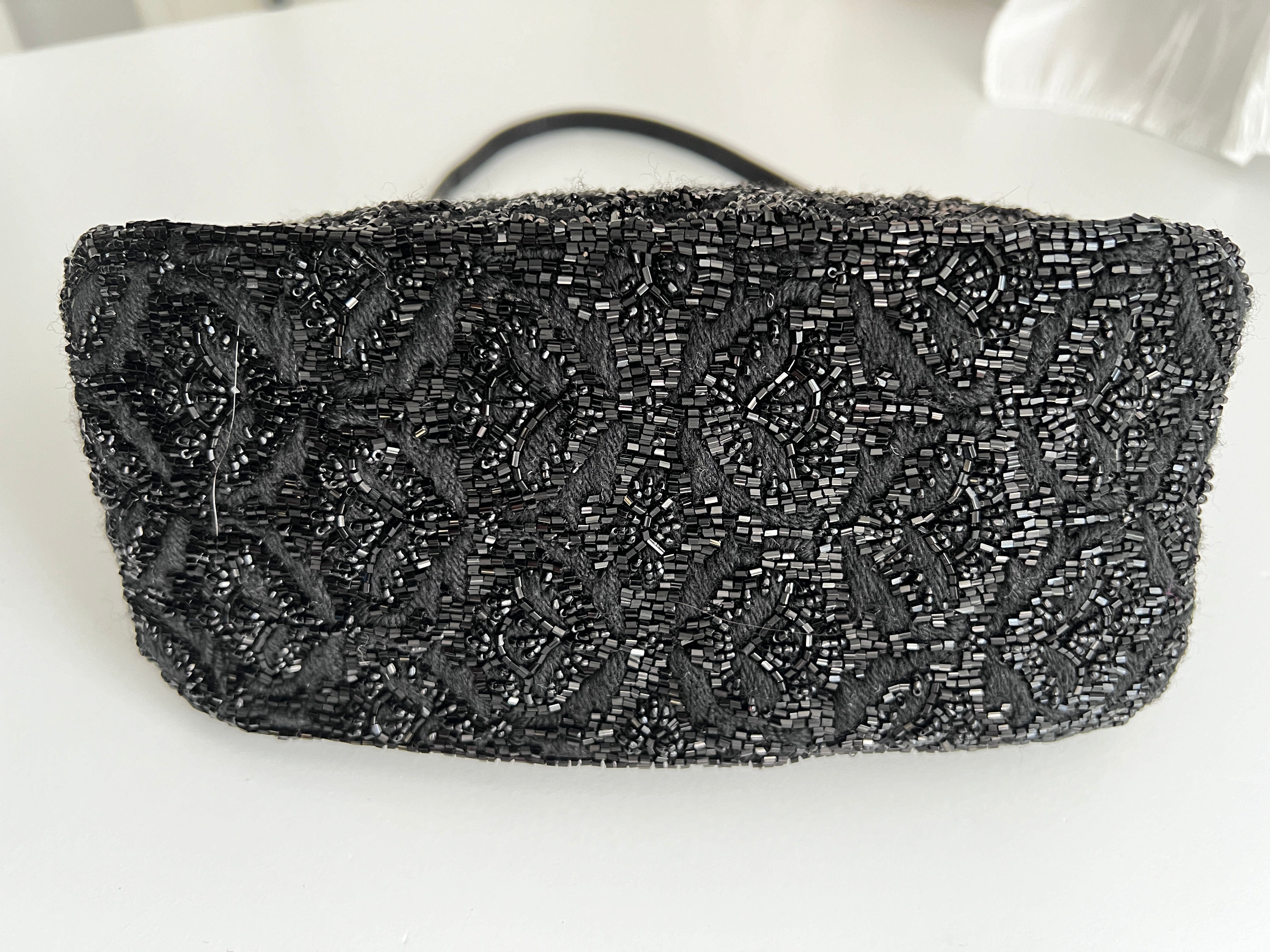 Fendi Black Rose Pattern Beaded Mini Mamma Baguette Bag - Luxury Crossbody Purse for Women, Evening Parties & Special Occasions