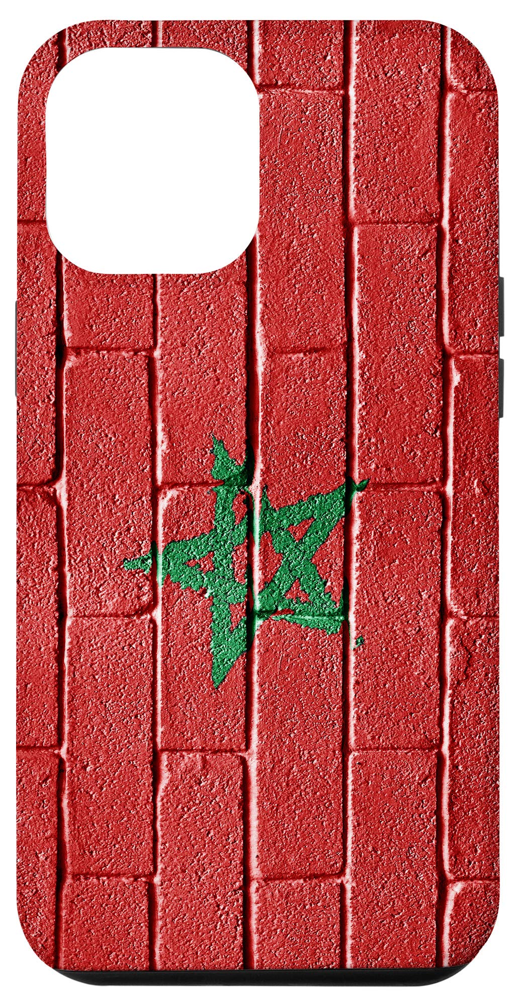 iPhone 12 Pro Max Case with Morocco Flag Design - Moroccan Banner on Brick Wall Pattern - Perfect for Travel Enthusiasts & Cultural Pride