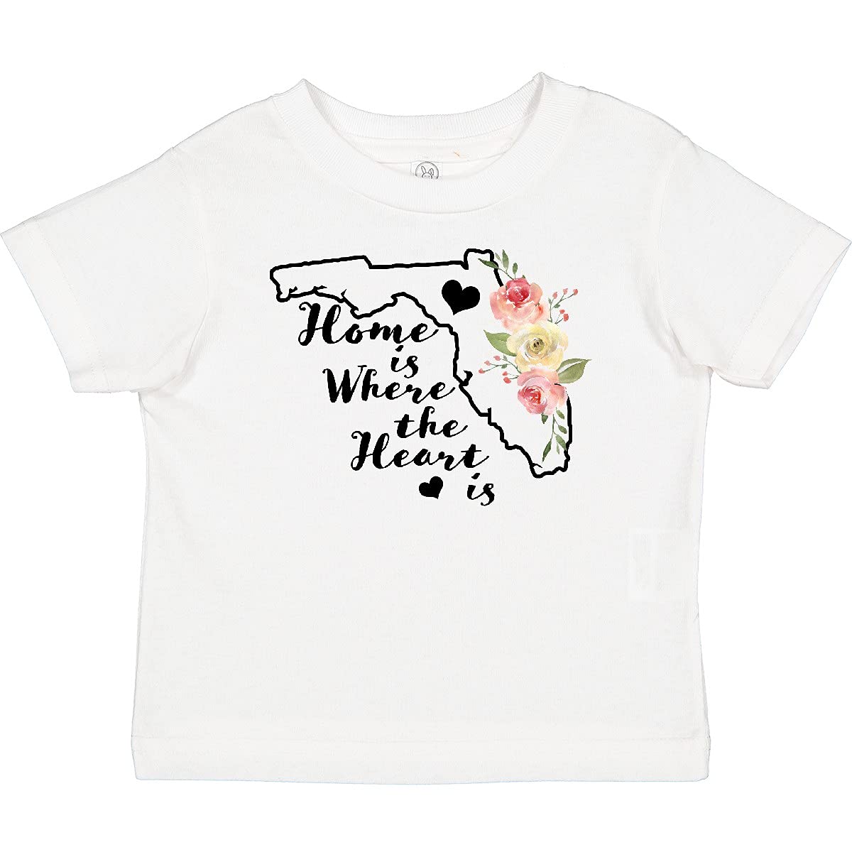 Inktastic Florida Home Where The Heart Is Watercolor Floral Baby T-Shirt | Cute Infant Graphic Tee for Boys & Girls | Perfect for Family Photos, Beach Trips & Casual Outings
