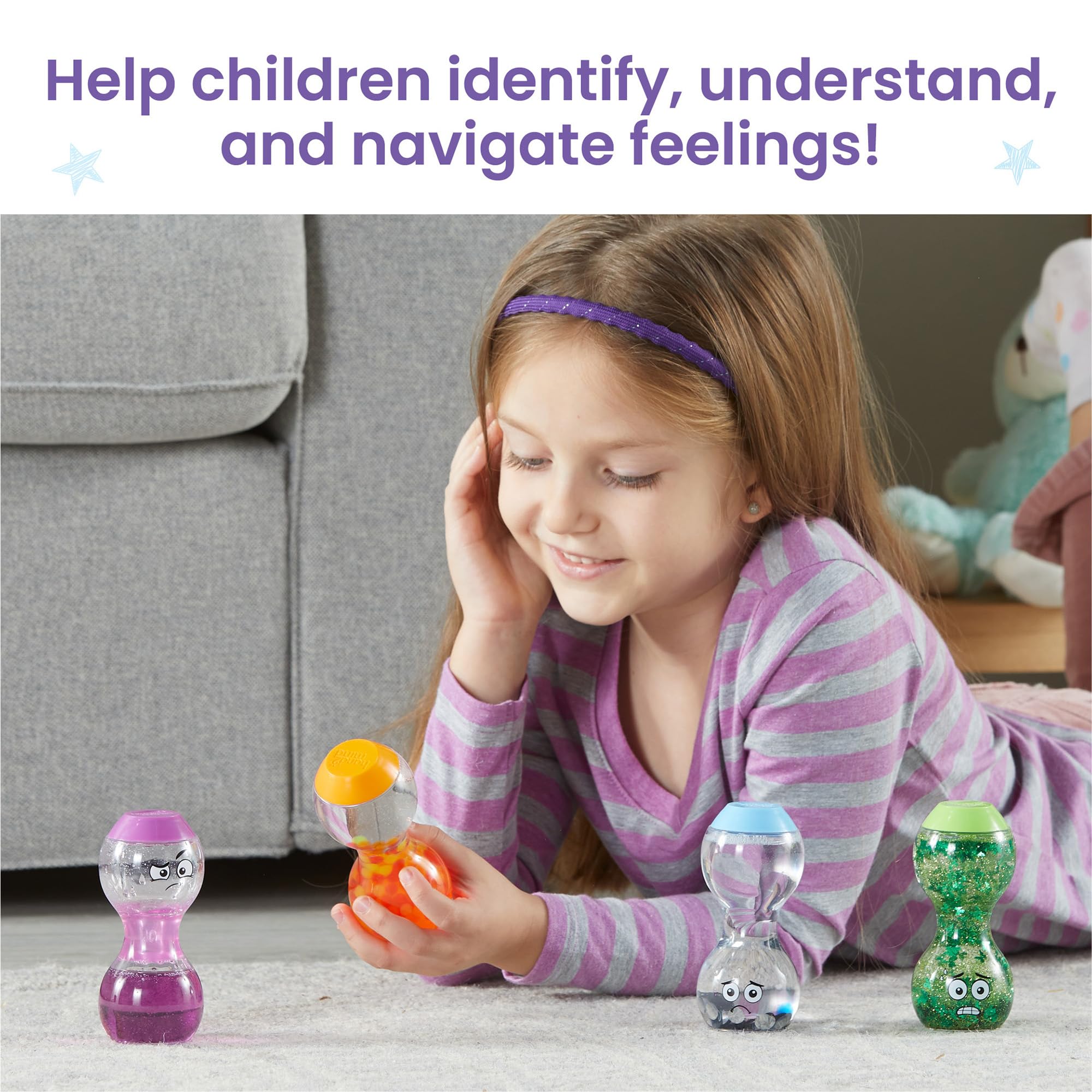 hand2mind Express Your Feelings Sensory Bottles - Emotional Learning Toys for Toddlers & Kids, Play Therapy Tools, Calm Down Corner Supplies for Classroom & Home - Social Emotional Learning Activities for Anxiety Relief & Focus