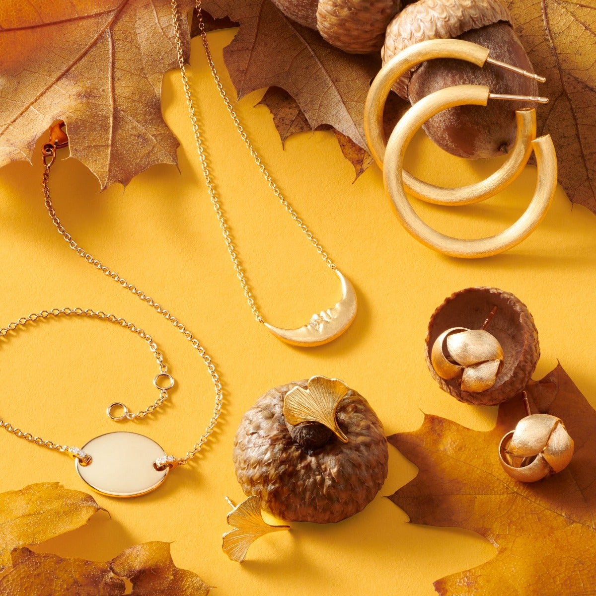 Brushed Gold Ginkgo Leaf Stud Earrings for Women - Elegant Botanical Jewelry Gift for Her - Perfect for Everyday Wear, Date Nights & Special Occasions