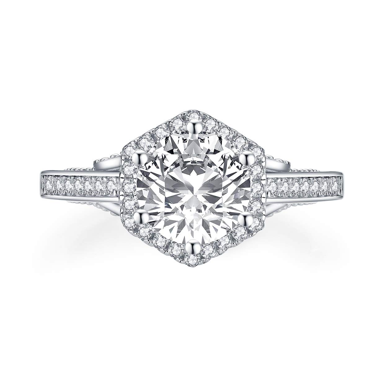 2 Carat Cubic Zirconia CZ Sterling Silver Engagement Ring - Solitaire Wedding Band for Women, Anniversary Gift Jewelry - Perfect for Proposals, Bridal Sets & Special Occasions