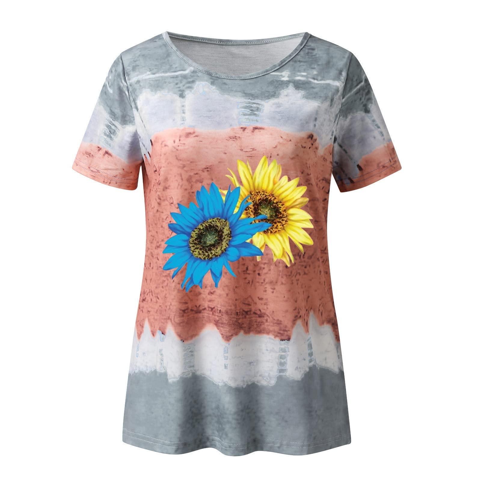 Women's Short Sleeve Casual T-Shirt - Summer O-Neck Top in Plus Size Grey | Perfect for Christmas Scrubs, Everyday Wear & Summer Outfits