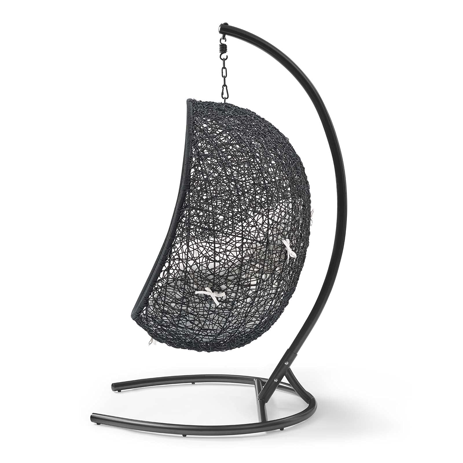 Modern Swing Lounge Chair - Black & White Outdoor Hanging Chair for Patio, Balcony, Cafe, Bistro, Garden & Hotel - Perfect for Relaxing, Lounging & Decorating Outdoor Spaces