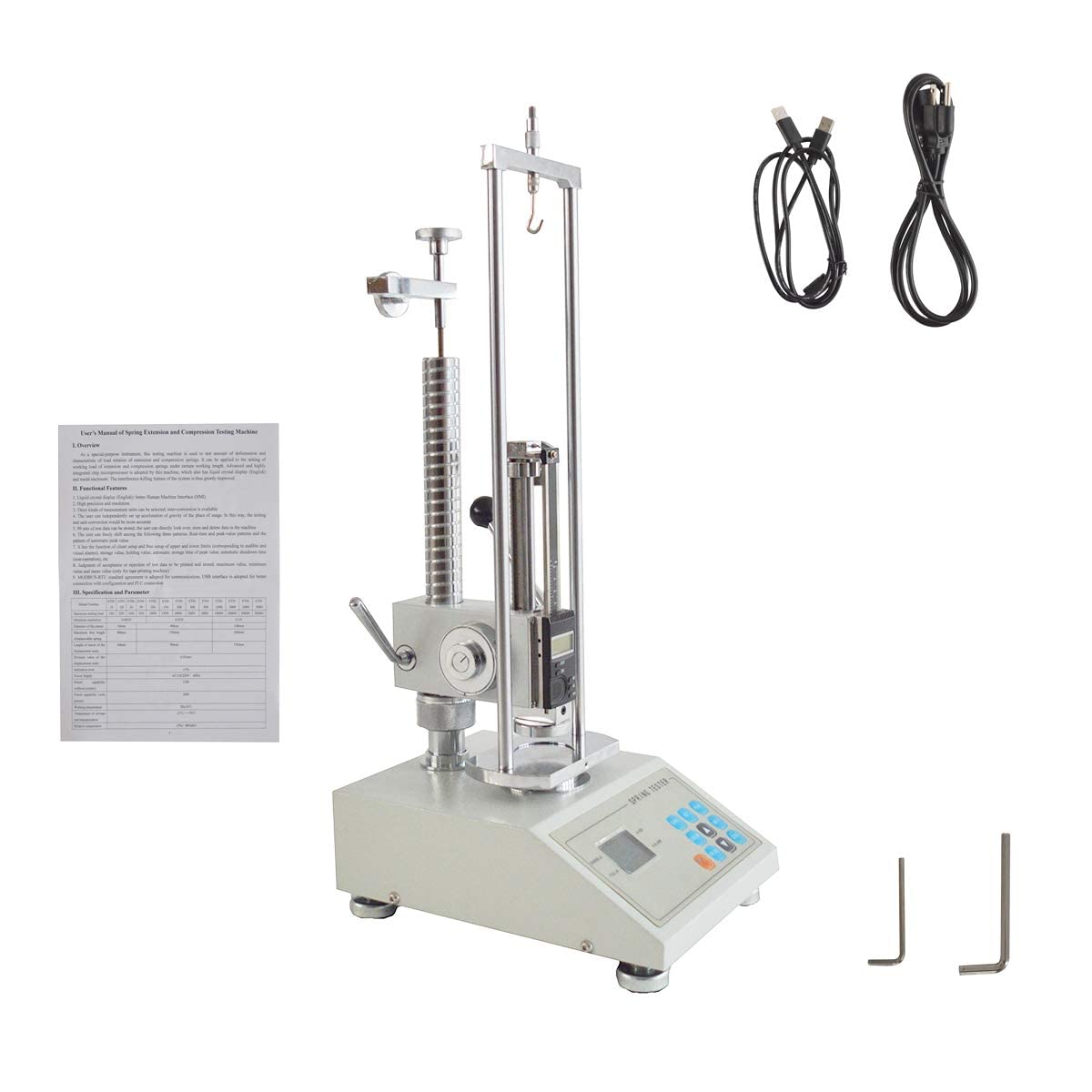 ETH-500 Digital Spring Tensile & Compression Tester - High Precision Force Measurement for Coil Springs, Rubber, Metal - Ideal for Quality Control Labs & Manufacturing Plants