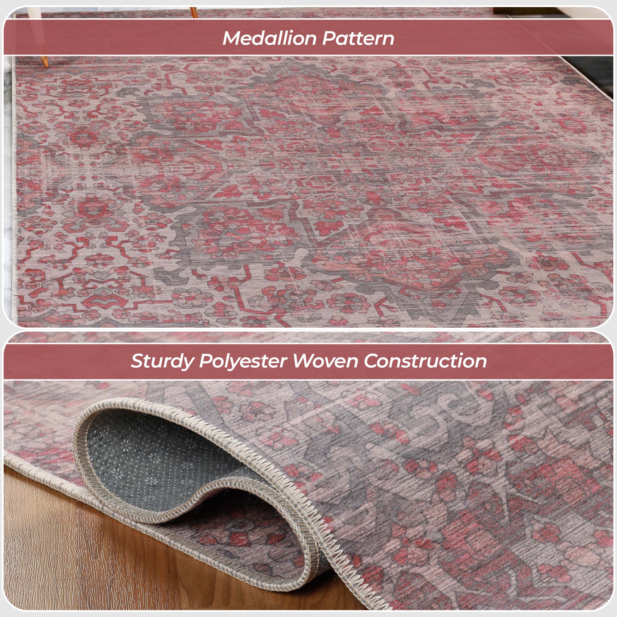 Boho Non-Slip Washable Indoor Area Rug - Soft Machine Washable Runner for Living Room, Bedroom, Dorm & Home Decor