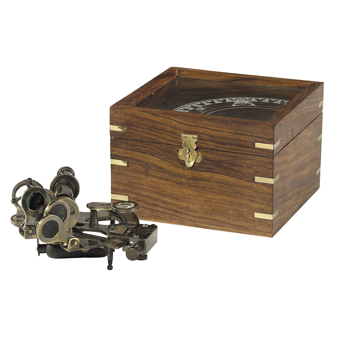 Vintage Brass Sextant in Wooden Case - Nautical Decor for Home, Office & Marine Navigation | Perfect for Wall Art, Gift & Collectors