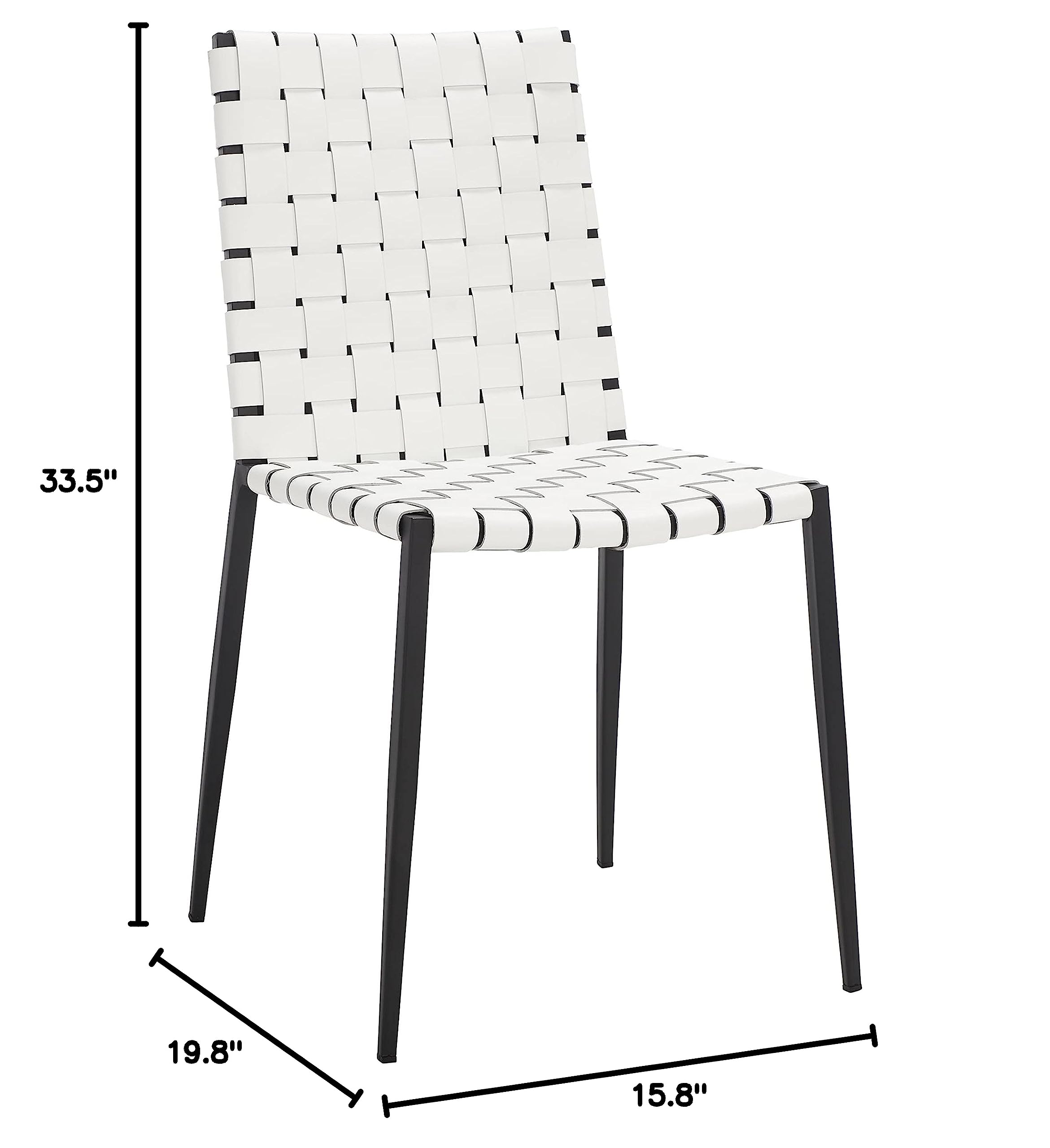 Safavieh Rayne Woven Accent Chair - White & Black Modern Dining & Living Room Chair (Fully Assembled) - Perfect for Home Decor, Kitchen Dining Sets & Office Seating