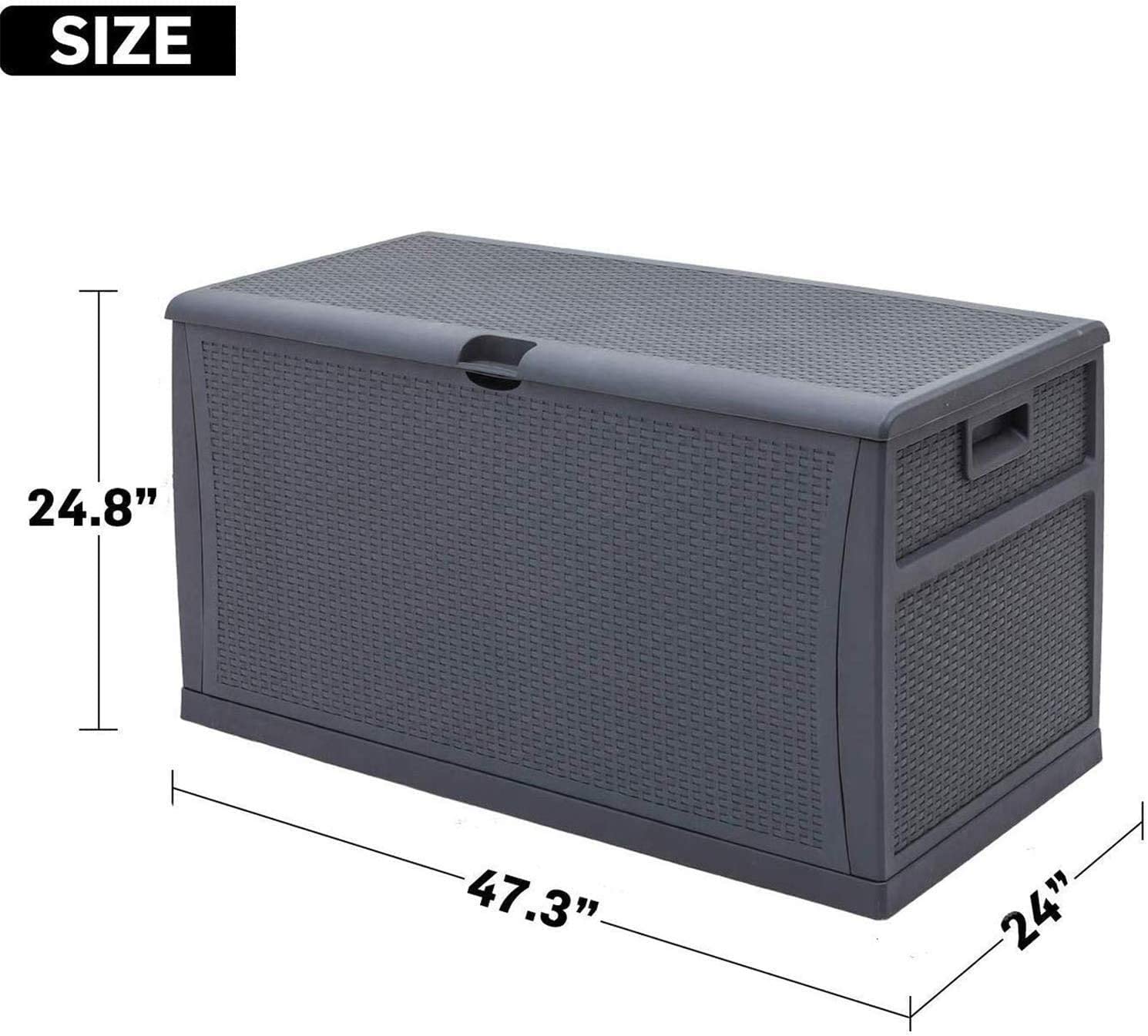 120 Gallon Outdoor Waterproof Deck Storage Box - Large Resin Patio Container for Pillows, Cushions, Toys & Garden Tools - Weatherproof Dark Grey Storage Solution for Backyard, Poolside & Patio Organization