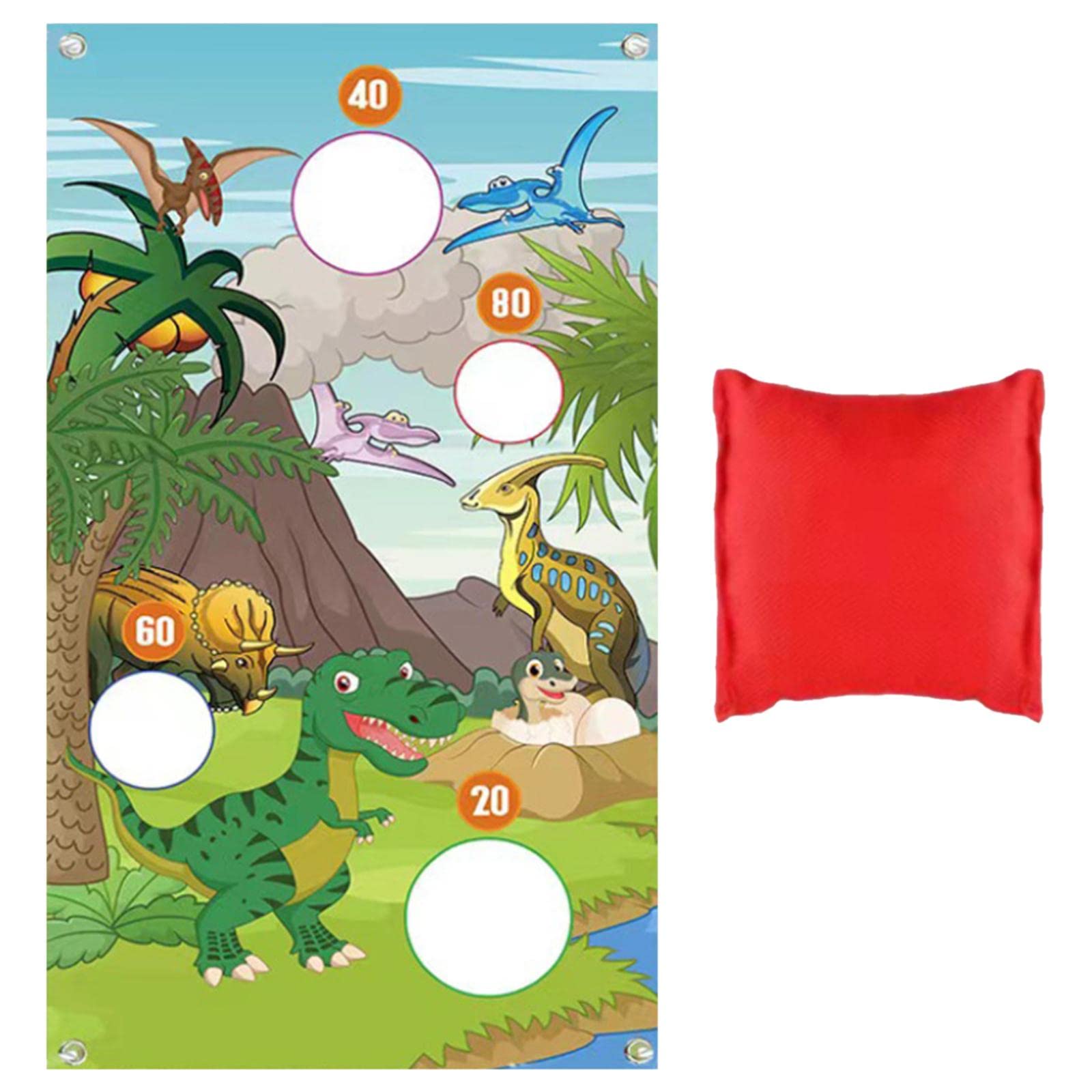 TOOYFUL Dinosaur Bean Bag Toss Game Set - Washable & Reusable Outdoor Party Supplies for Kids, Family Gatherings, Camping, Beach & Backyard Fun - Perfect Summer Gift for Children