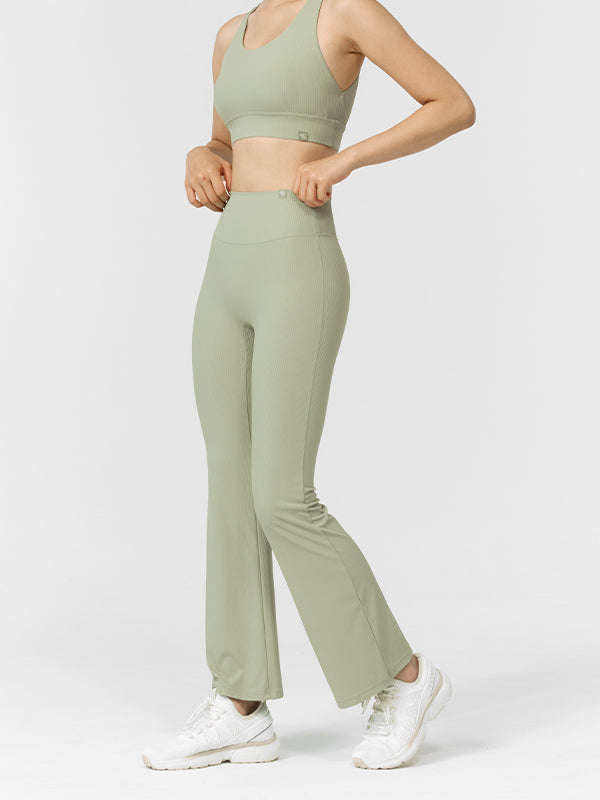 Comfortable Stretch Ribbed Bootcut Pants for Women - Flattering Fit for Work, Casual & Night Out