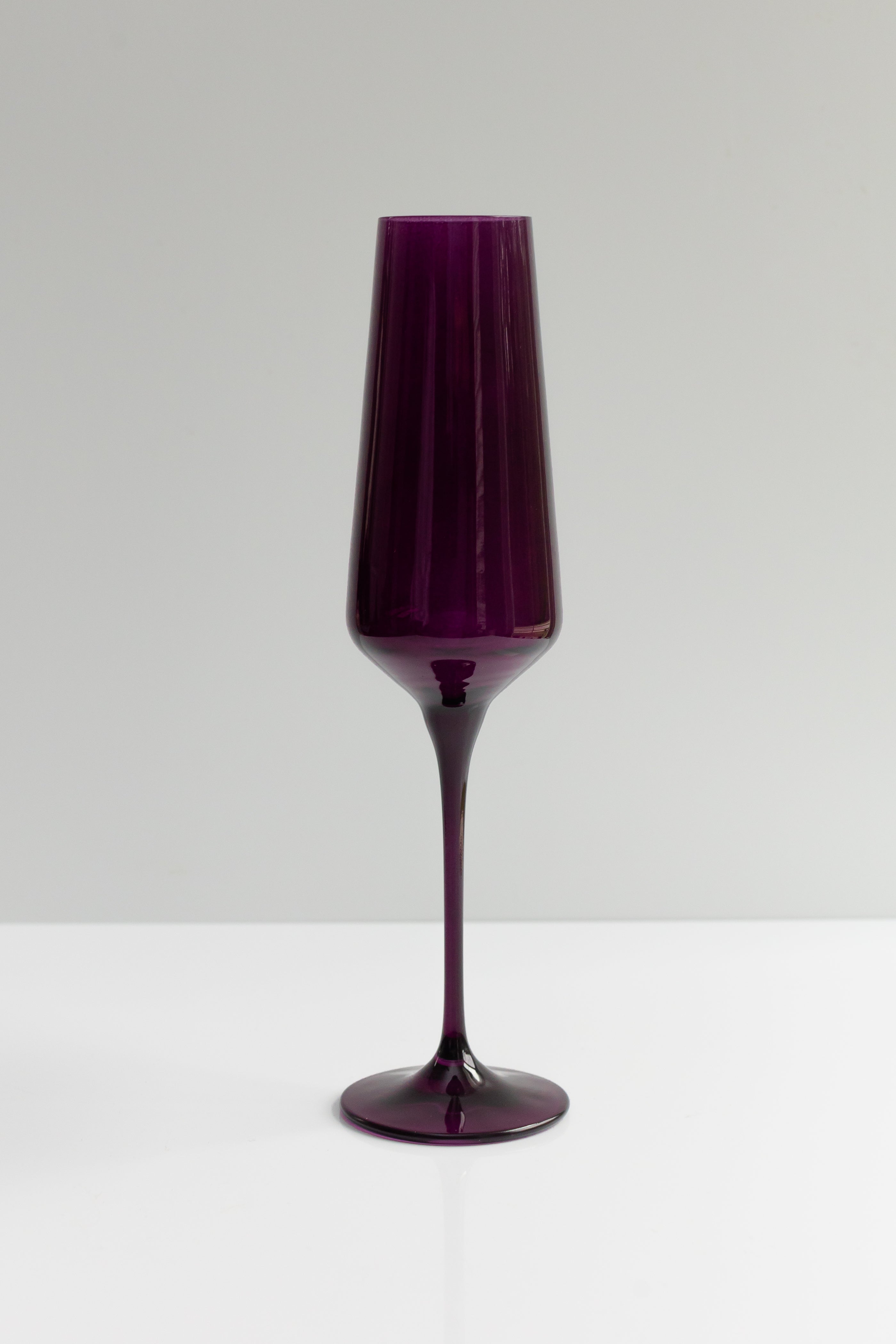 Estelle Colored Champagne Flute Set of 6 - Elegant Amethyst Glassware for Wedding, Party & Special Occasions