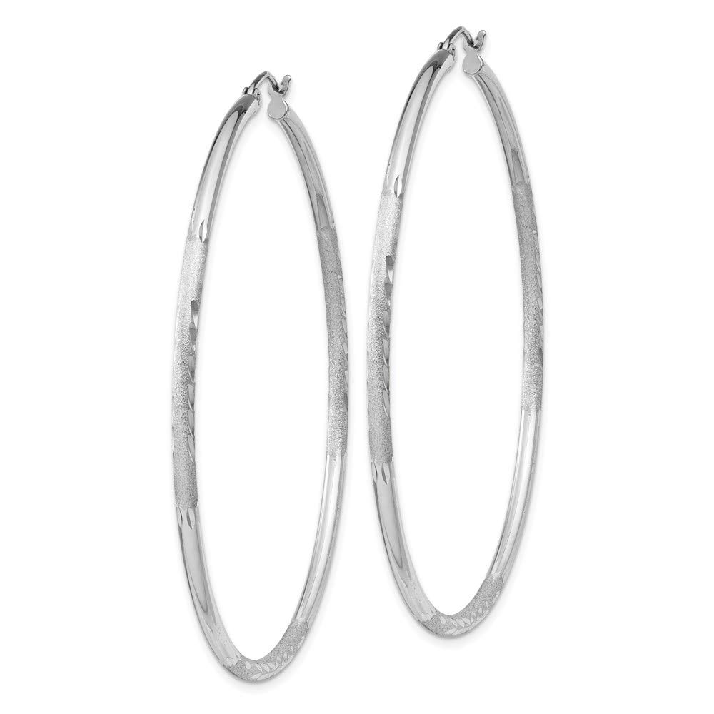 Elegant 58mm Diamond-Cut Sterling Silver Hoop Earrings for Women - Perfect for Everyday Wear, Date Nights & Special Occasions