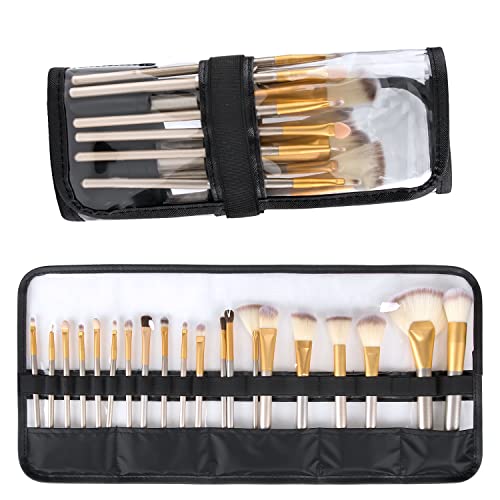Clear Makeup Brush Holder Organizer - Travel Cosmetic Bag Pouch for Women & Artists - Perfect for Brushes, Pencils & Pens (Brushes Not Included) - Ideal for Home, Travel & Salon Use