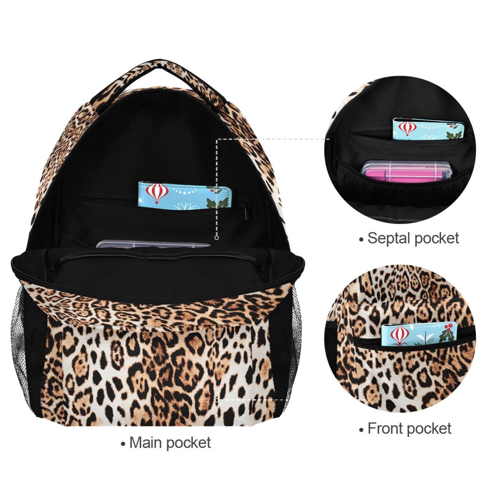 ALAZA Cheetah Print Backpack - Stylish Leopard Pattern Laptop Bag with Multiple Pockets, Name Card Holder & Personalization Option (16.9 Inch Medium Size) - Perfect for School, Travel, Work & Daily Commute