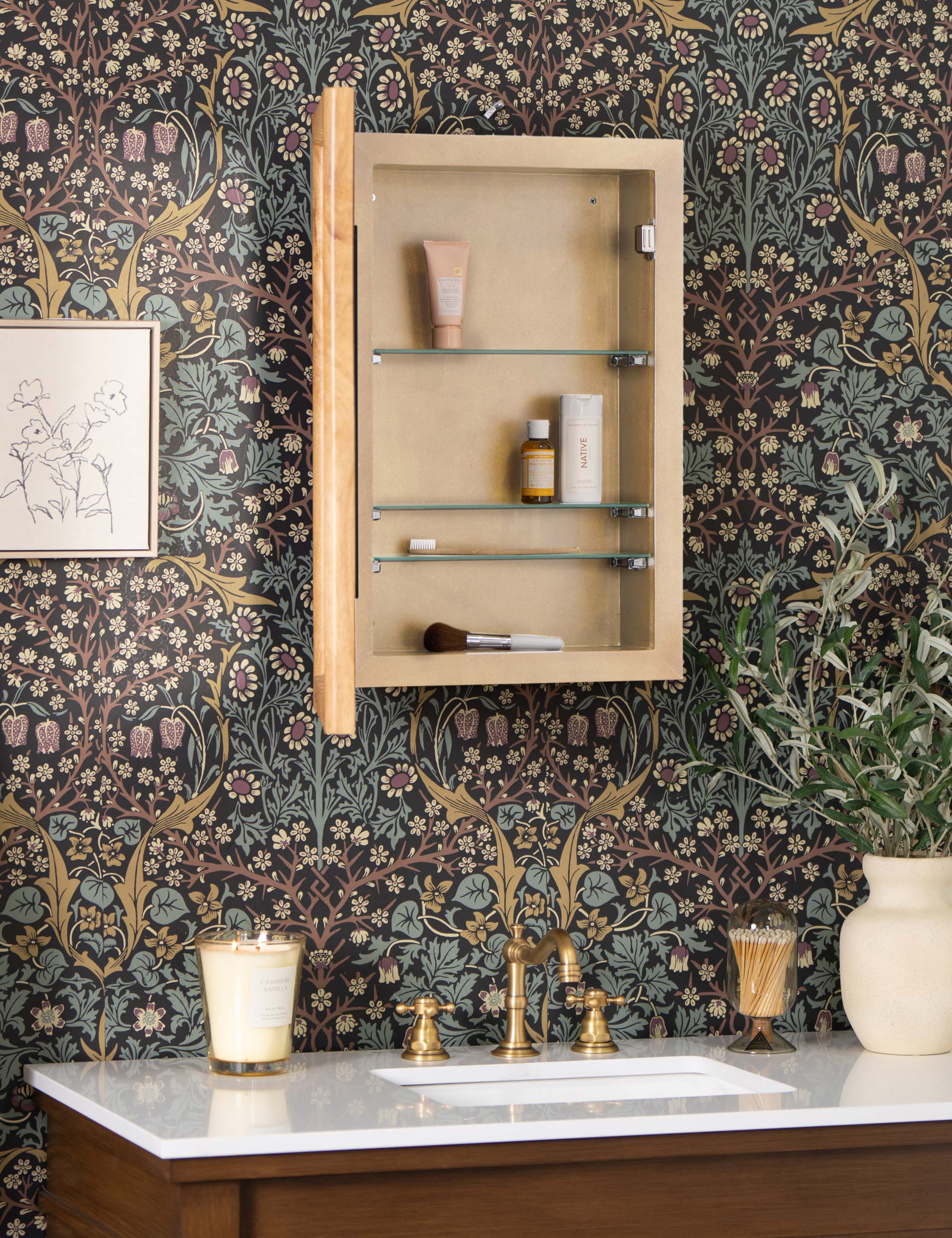 Brannic Wall Mounted Medicine Cabinet with Mirror - Rustproof & Waterproof Bathroom Storage for Toiletries, First Aid & Cosmetics - Perfect for Bathroom, Vanity & Home Organization