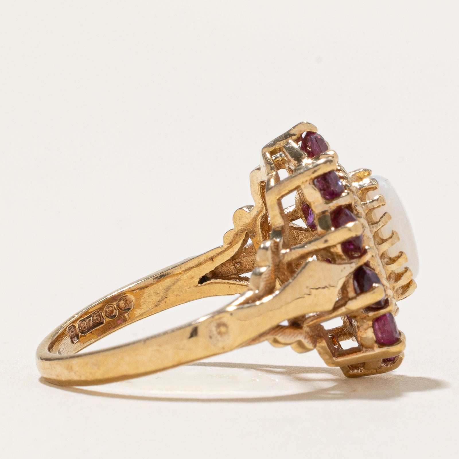 Opal & Ruby Cocktail Ring - 1.42 Carat Total Weight (CTW) - Size 5 - Elegant Floral Design for Women - Perfect for Parties, Weddings & Special Occasions