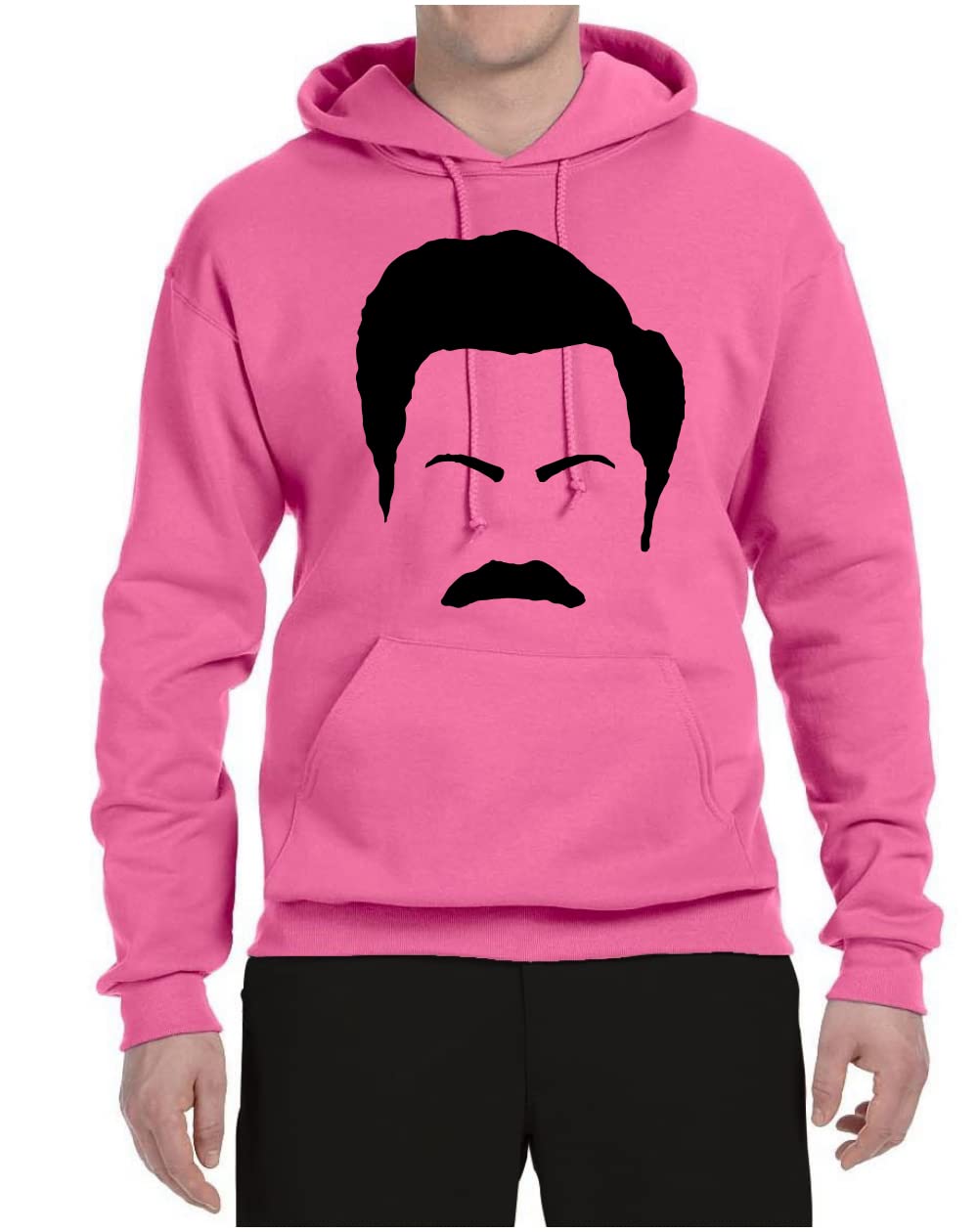 Ron Swanson Mustache Face Silhouette Hoodie - Wild Bobby Parks and Rec Graphic Sweatshirt for Men & Women | Perfect for TV Show Fans, Cosplay, and Casual Wear