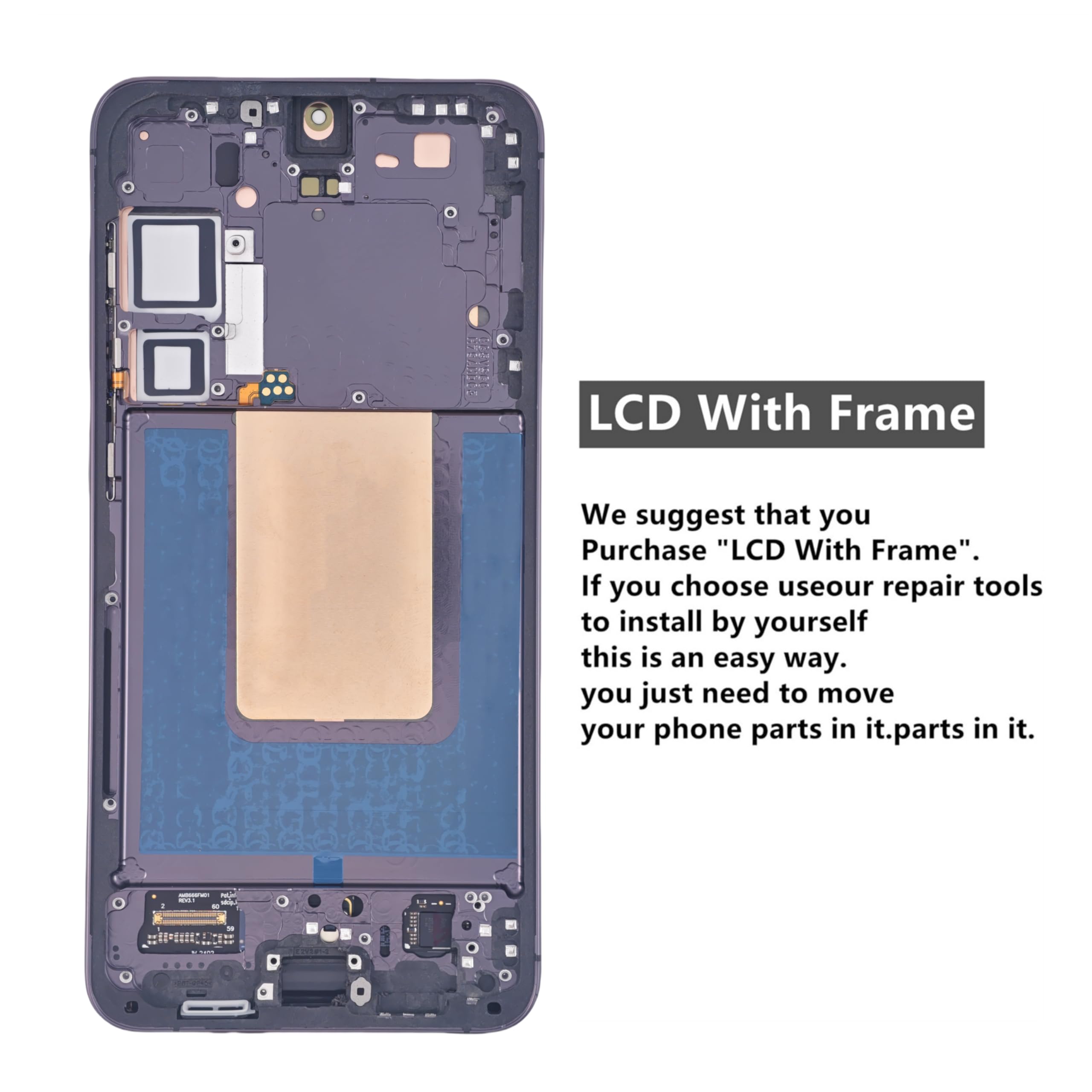 Original AMOLED Screen Replacement for Samsung Galaxy S24 5G (SM-S921U/S921A/S921W) - Full LCD Display Digitizer Touch Screen Assembly with Frame & Repair Tools (Black) - Perfect for Cracked Screen Repair & DIY Phone Maintenance