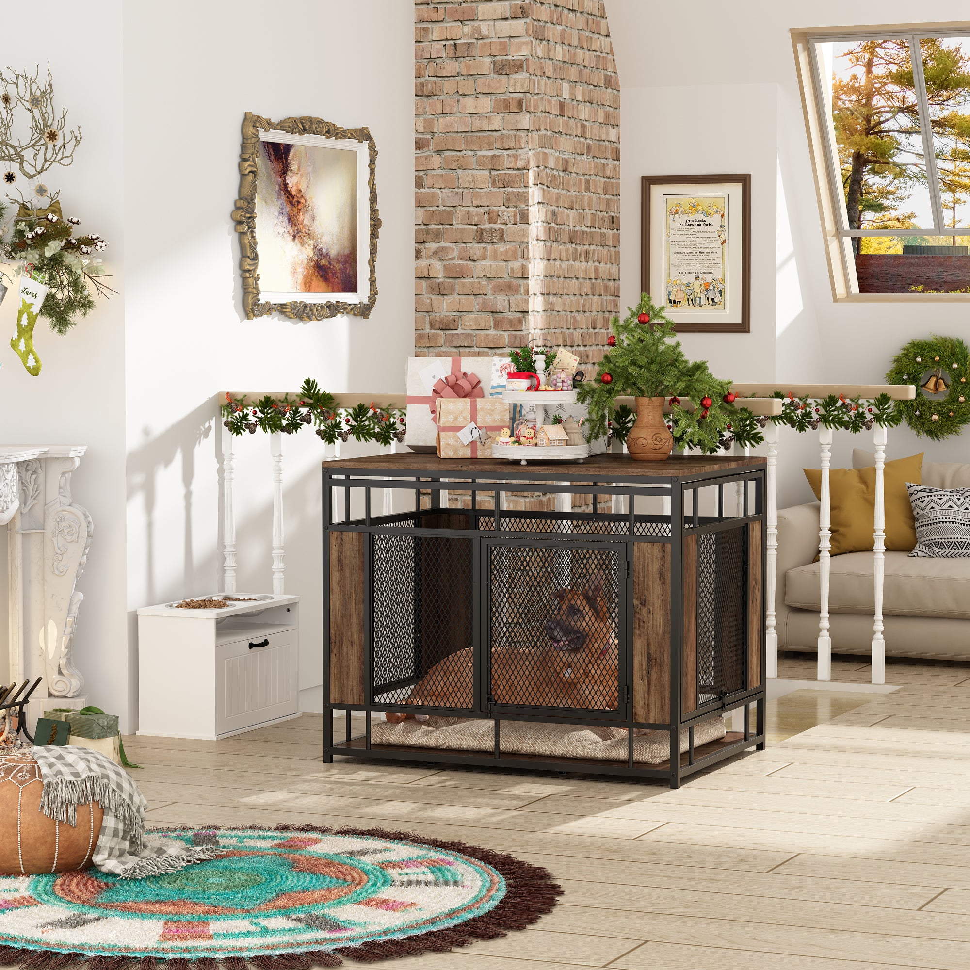 Heavy Duty Two Door Large Dog Crate with Sturdy Iron Frame - Perfect for Home, Travel & Training | Durable Pet Cage for Medium to Large Breeds