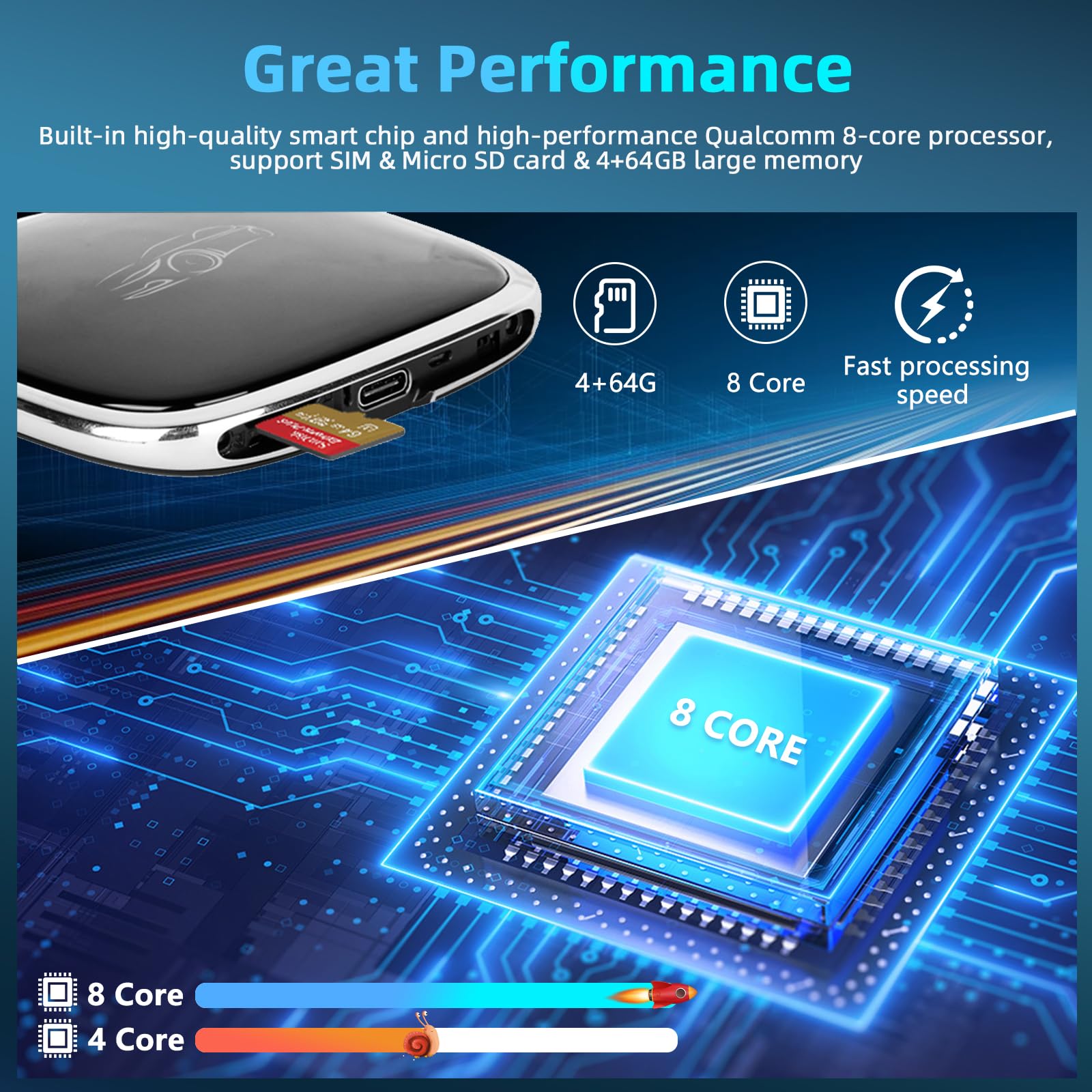 Podofo 4+64GB 8-Core Android 13 CarPlay AI Box - Wireless Apple CarPlay & Android Auto Adapter with Bluetooth, Plug & Play, Auto-Connect - Supports Mirror Link, SIM Card, Netflix & YouTube - Perfect for Tesla, BMW, Audi & More (Car Entertainment Upgrade)