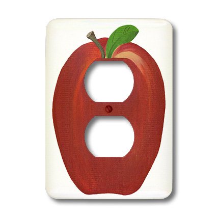 3D Rose Red Apple 2 Plug Outlet Cover - Decorative Electrical Outlet Safety Cover for Home, Nursery & Kitchen - Cute Fruit-Themed Wall Plate Protector for Kids & Baby Proofing