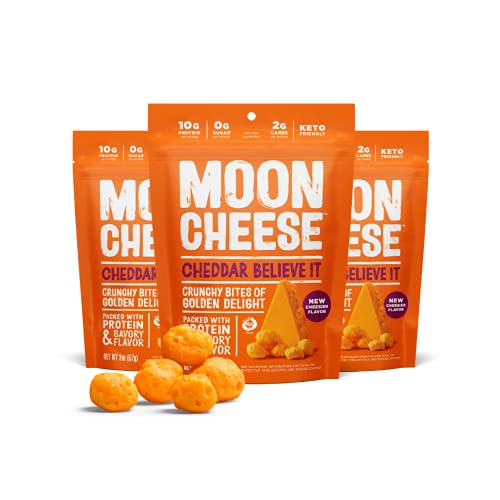 Moon Cheese 100% Cheddar - Low Carb Keto Snack (2oz, Pack of 3) | High Protein Healthy Alternative to Bars & Cookies | Perfect for On-the-Go, Office Snacking & Keto Diet