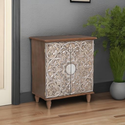 PHI VILLA Antique Accent Cabinet with Doors - Entryway Storage Cabinet, Buffet Sideboard for Living Room, Dining Room & Hallway Decor
