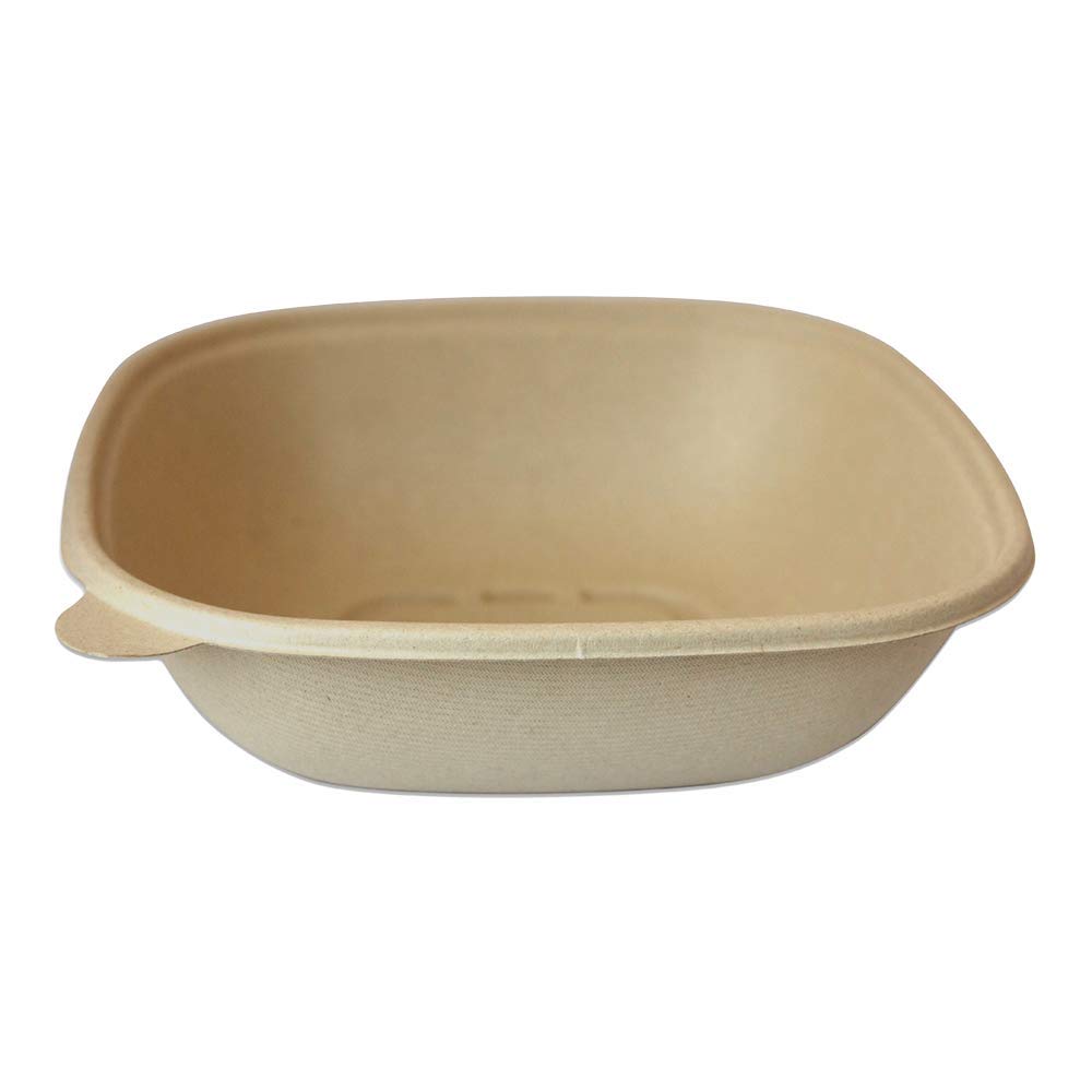World Centric BQ-SC-48 100% Compostable Unbleached Plant Fiber Square Bowls, 48 oz. (Pack of 400) - Eco-Friendly Disposable Bowls for Parties, Picnics & Catering Events