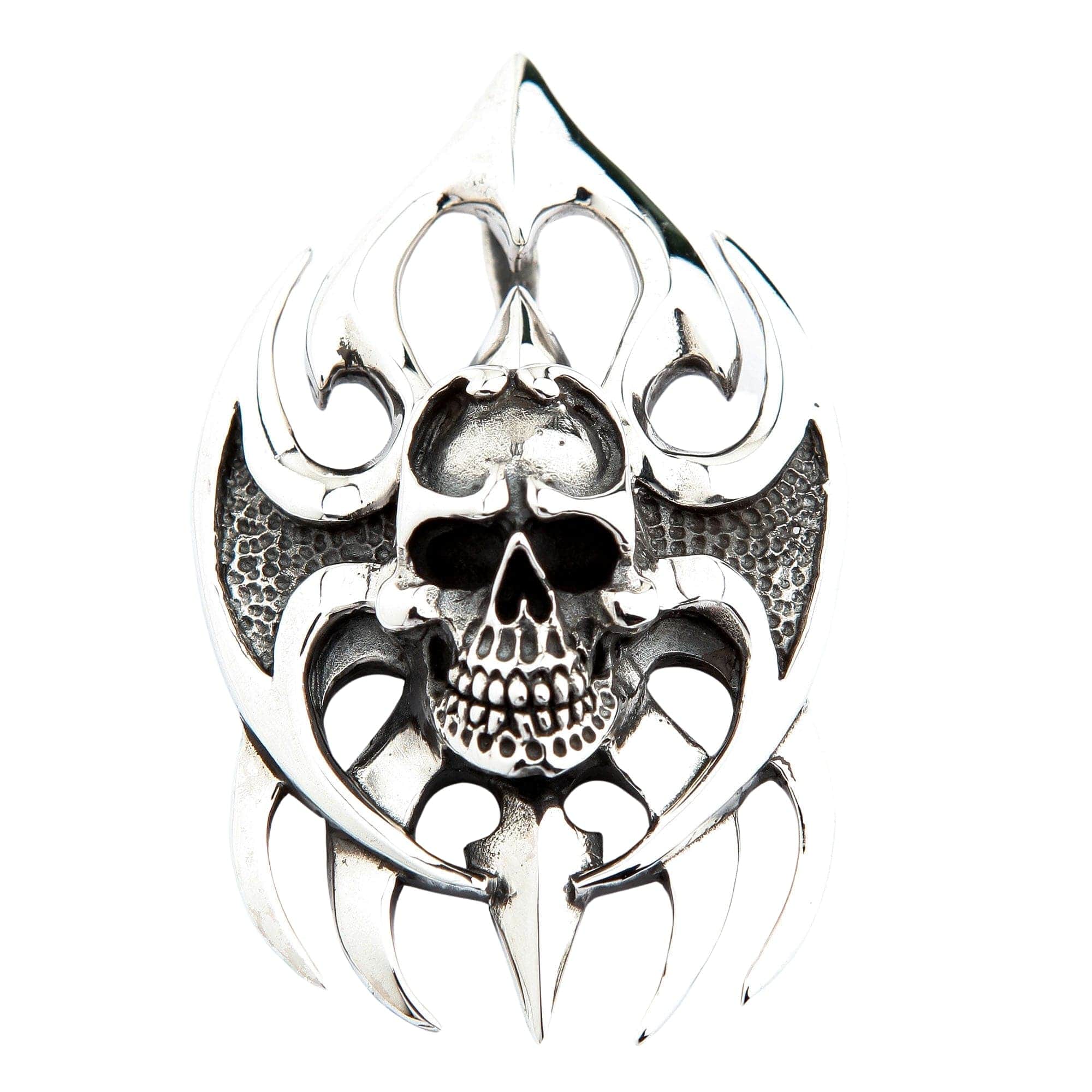Gothic Blade 925 Sterling Silver Skull Biker Pendant Necklace for Men - Edgy Gothic Jewelry for Bikers, Motorcycle Enthusiasts & Rock Fashion Lovers