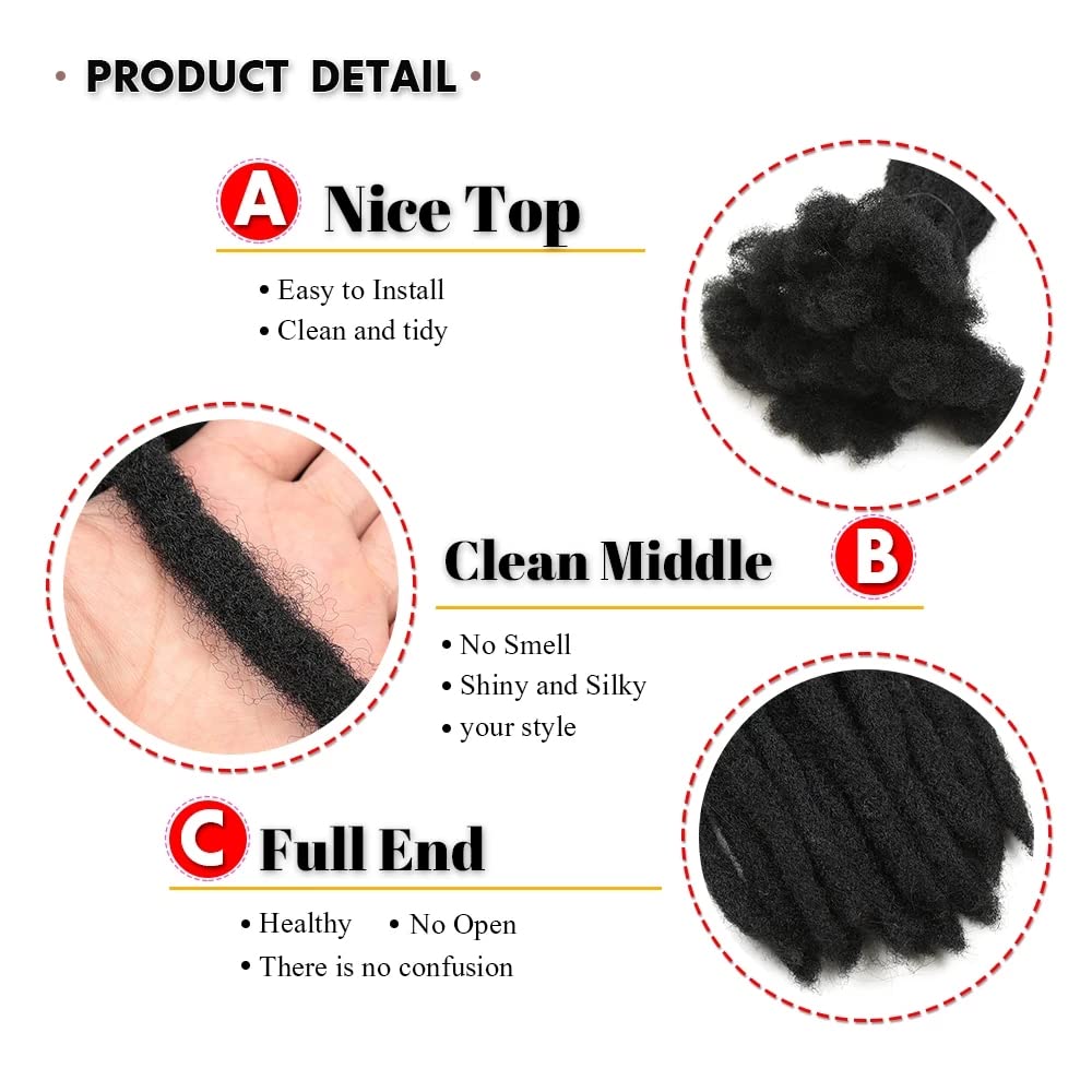 100% Real Human Hair Dreadlock Extensions - 8 Inch, 0.6cm Thickness, 60 Strands - Handmade Natural Black Locs for Women, Men & Kids - Dyeable, Curlable & Bleachable - Perfect for Daily Wear, Cosplay & Protective Styles