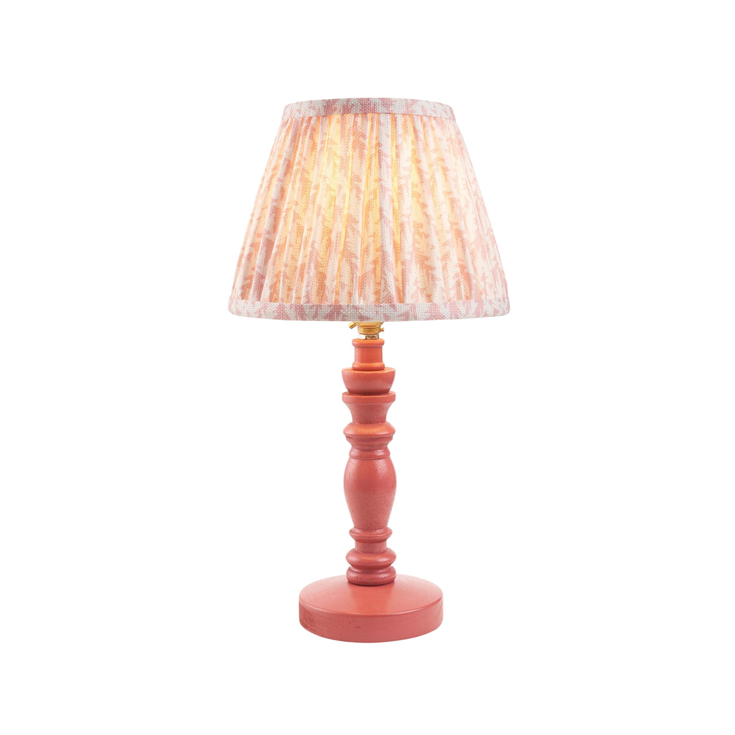 Bibury Pink Table Lamp with 20cm Peachy Keen Leaf Shade - Perfect for Bedroom, Living Room & Office Decor