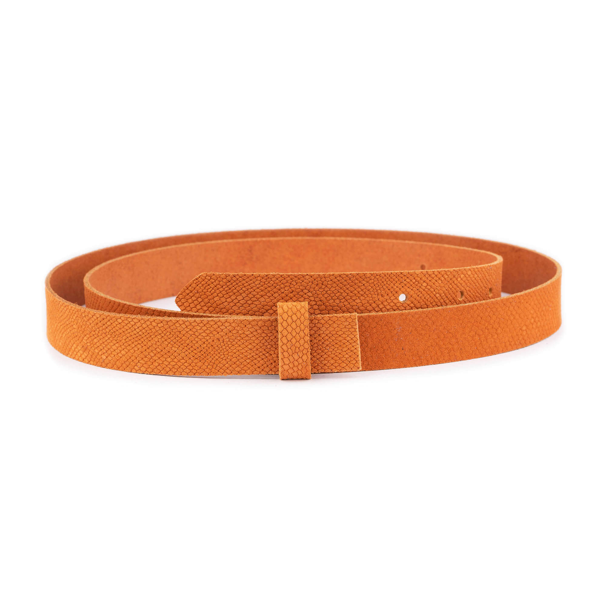 Premium Orange Suede Snake Embossed Belt Strap 2.5cm - Replacement Strap for Dunhill Buckles | Perfect for Dress Pants, Jeans & Formal Attire