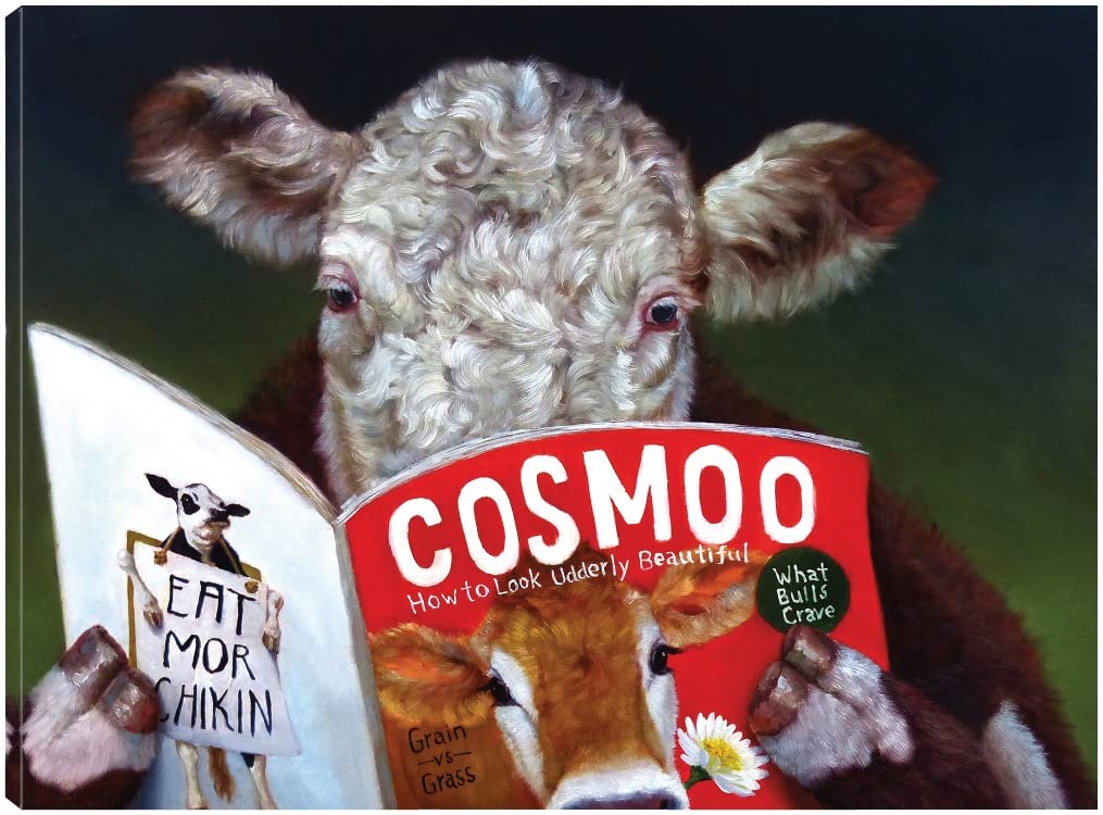 Premium Cow Art Canvas Print by Lucia Heffernan - Modern Farmhouse Wall Decor for Living Room, Bedroom, Office & More - 56x42 Inch Ready-to-Hang Painting - Perfect for Home, Restaurant & Cafe Decor