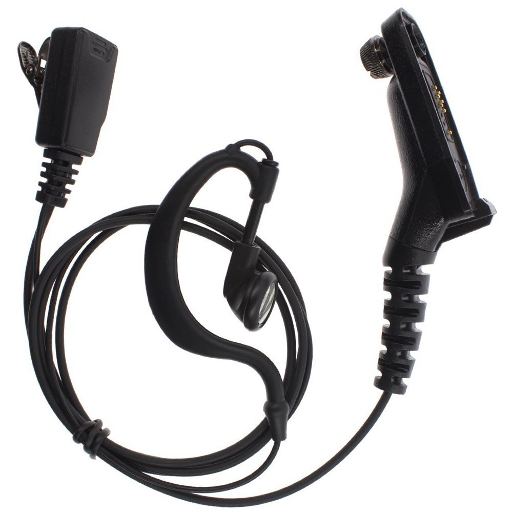 KENMAX® G-Shape Ear Hook Headset with PTT Mic - Compatible with Motorola APX-1000, DP4800, DGP-5550, XiR P8200 & XPR-7350 - Ideal for Police, Security & Construction Communication