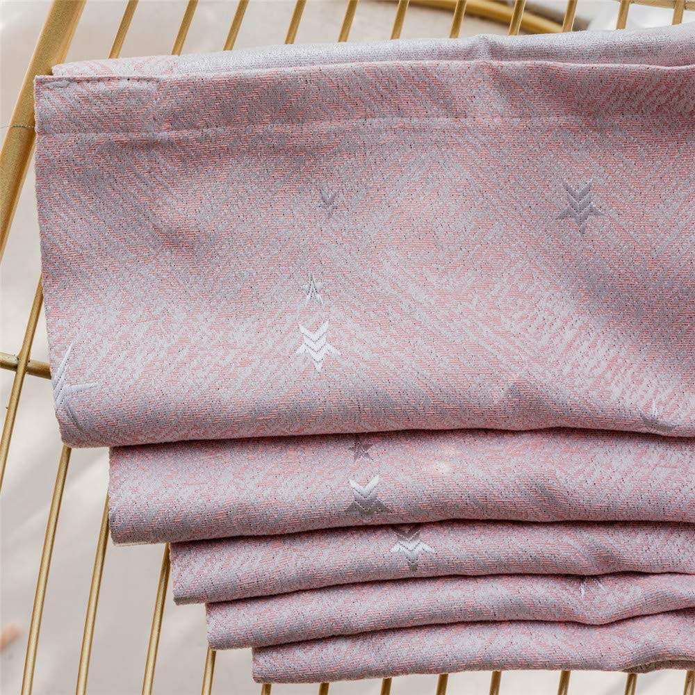 Blackout Curtains for Bedroom - 2 Panels Pink Linen Jacquard Star Grommet Top Window Drapes for Girls Room, Living Room & Kitchen - Perfect for Light Blocking, Privacy & Room Decor