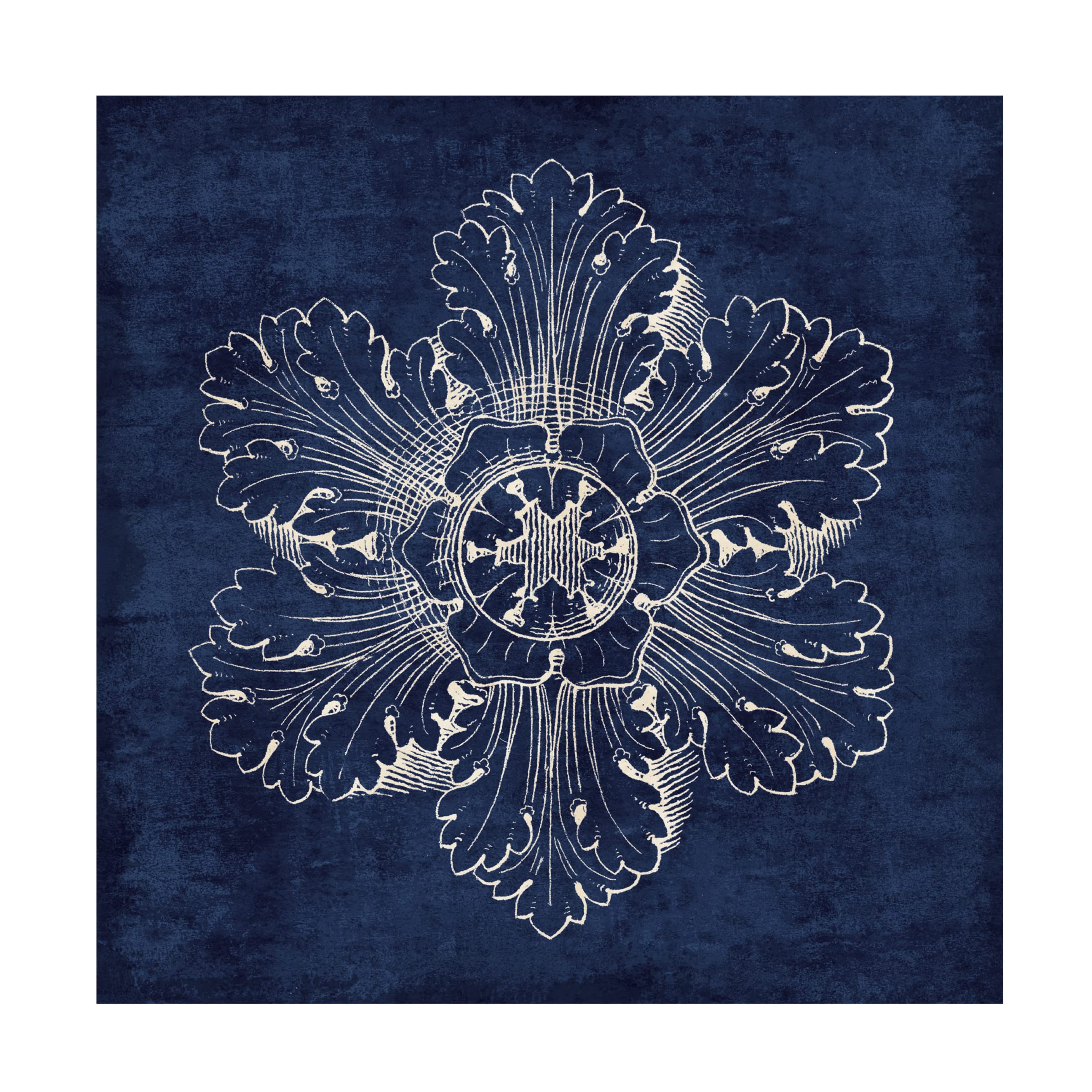 Trademark Fine Art 'Rosette V Indigo' Canvas Wall Art Print by Wild Apple Portfolio - Modern Abstract Painting for Living Room, Bedroom & Office Decor