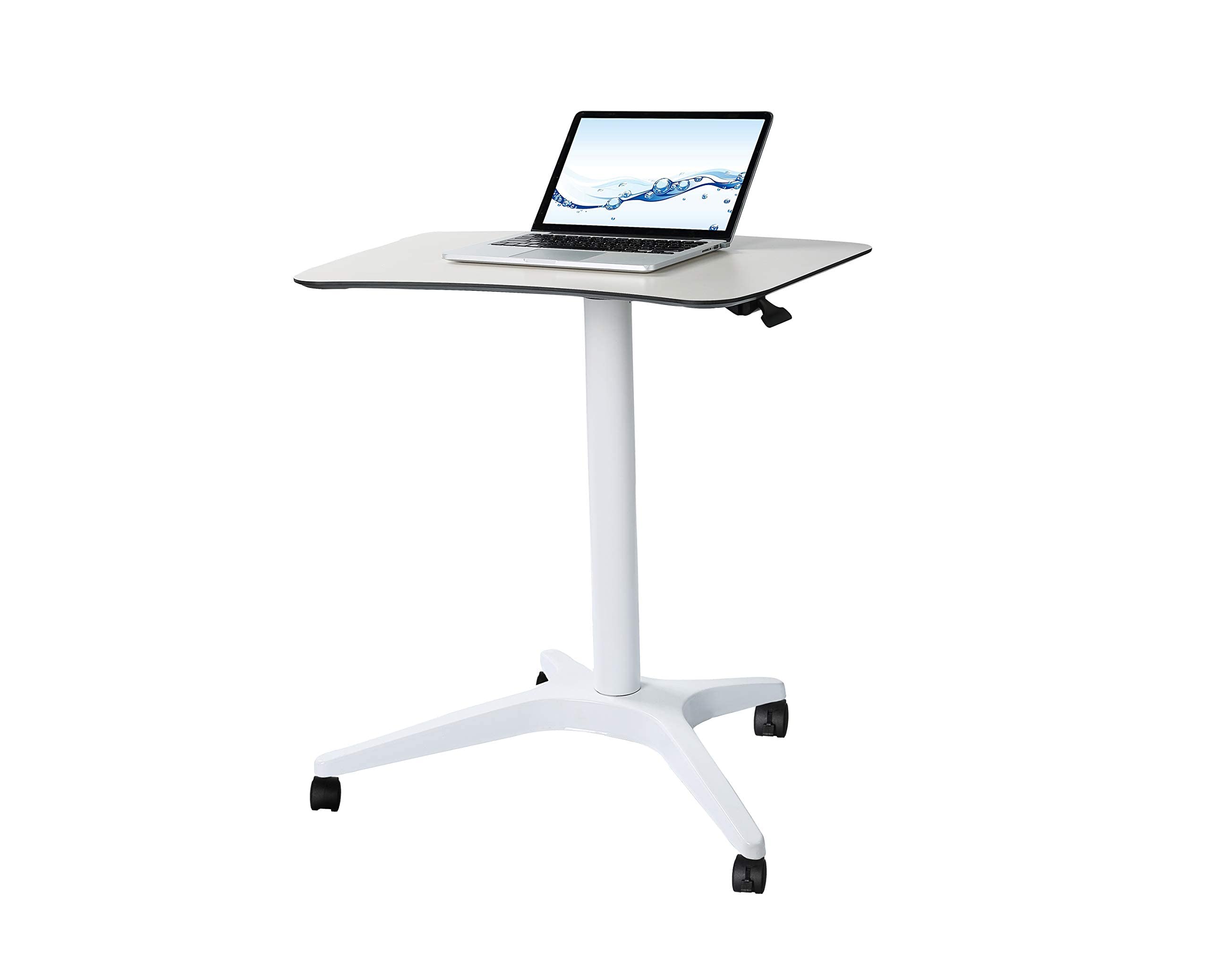 Adjustable Height Mobile Standing Desk with Wheels - Pneumatic Laptop Workstation (29.5